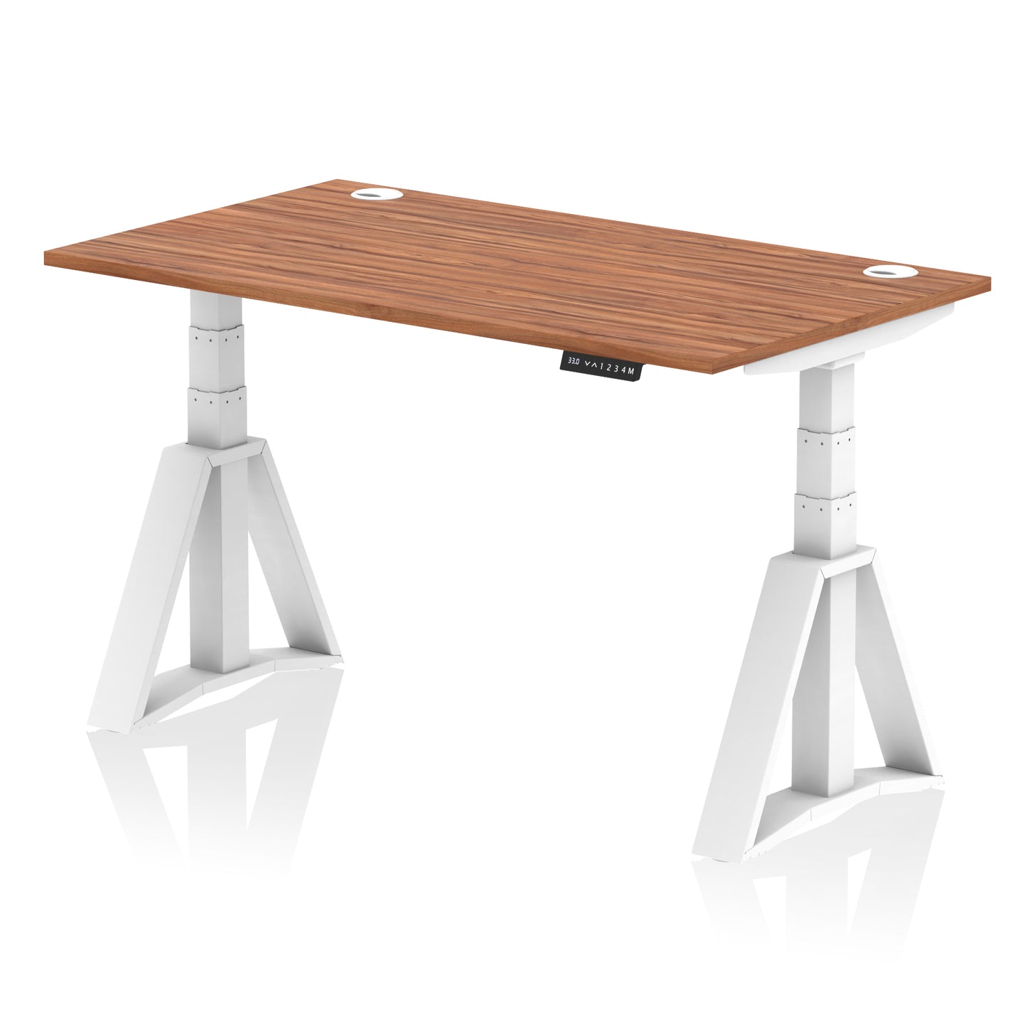 Air Height Adjustable Desk With Cable Ports With Piste Foot - 1200mm, 1400mm, 1600mm or 1800mm - Multiple Colour Options