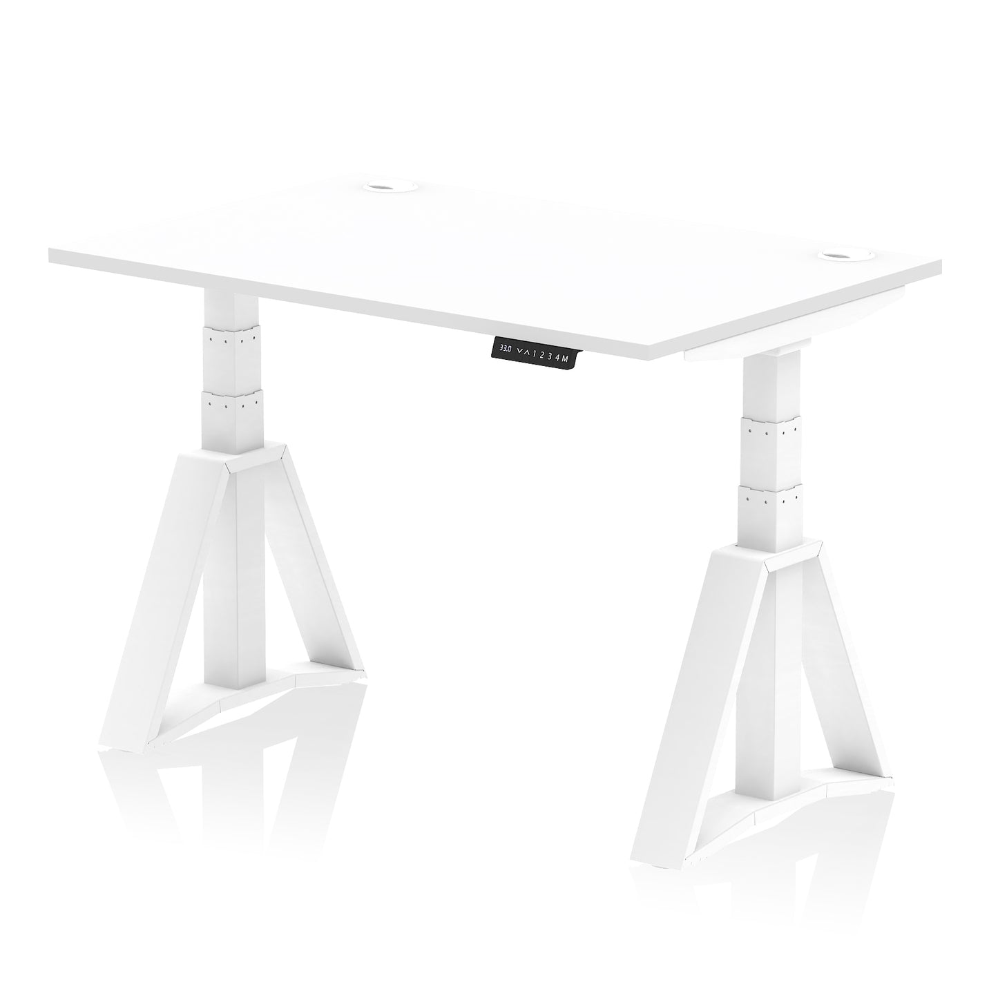Air Height Adjustable Desk With Cable Ports With Piste Foot - 1200mm, 1400mm, 1600mm or 1800mm - Multiple Colour Options
