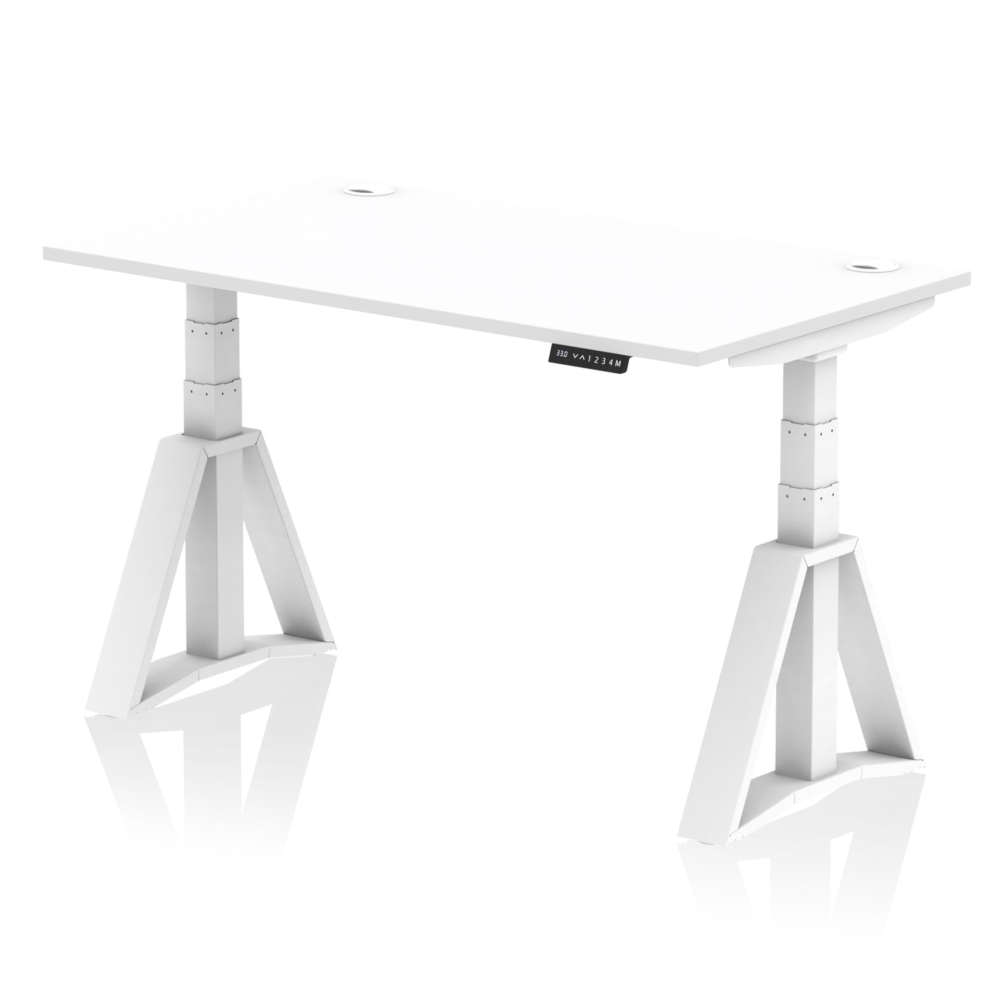Air Height Adjustable Desk With Cable Ports With Piste Foot - 1200mm, 1400mm, 1600mm or 1800mm - Multiple Colour Options