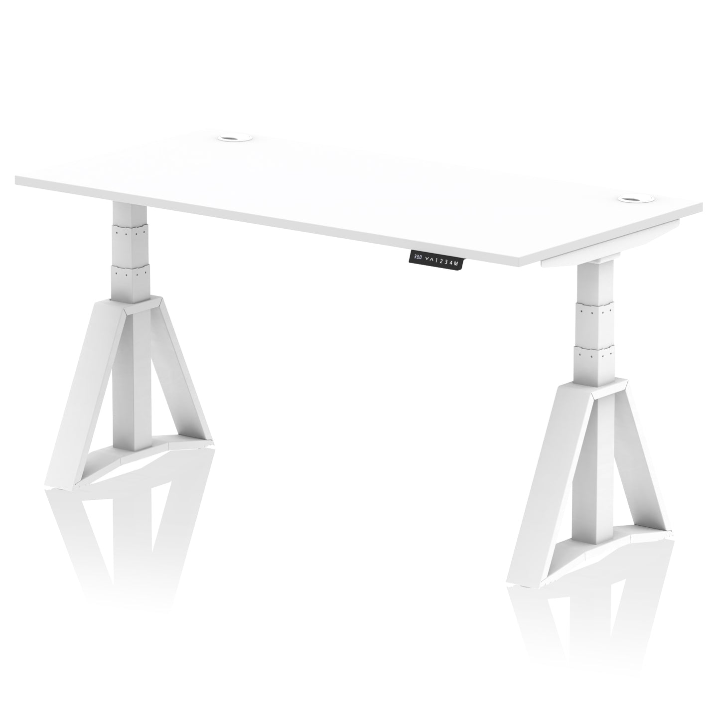 Air Height Adjustable Desk With Cable Ports With Piste Foot - 1200mm, 1400mm, 1600mm or 1800mm - Multiple Colour Options