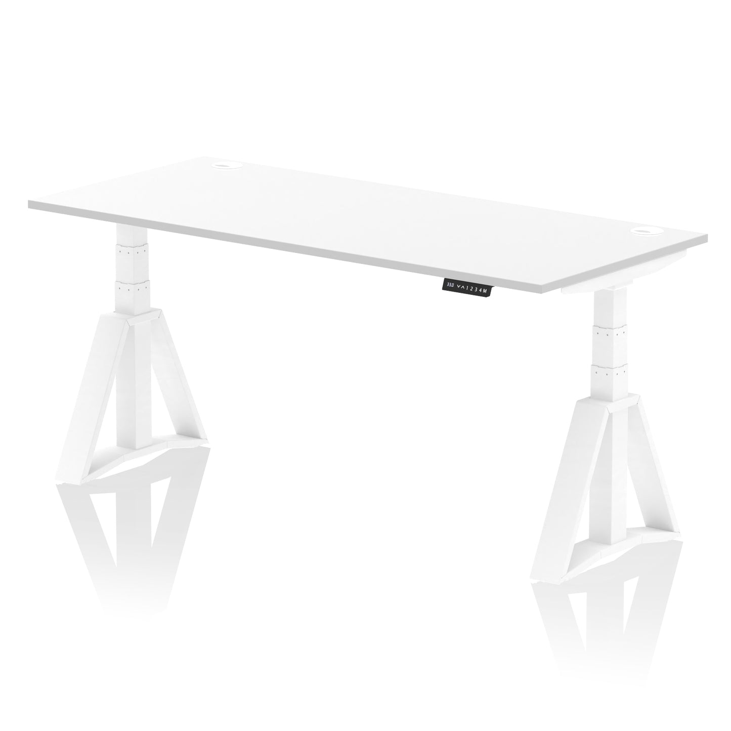 Air Height Adjustable Desk With Cable Ports With Piste Foot - 1200mm, 1400mm, 1600mm or 1800mm - Multiple Colour Options