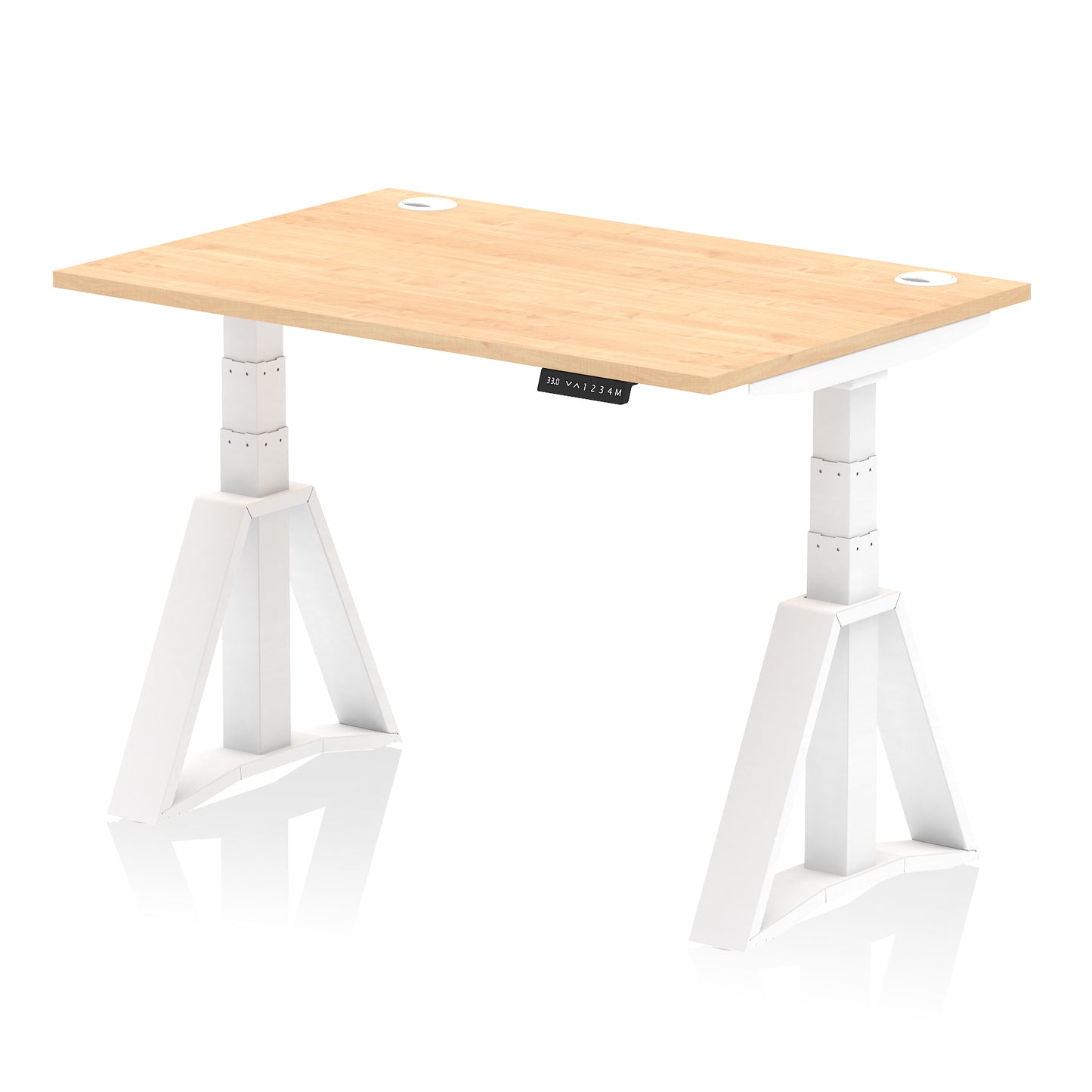 Air Height Adjustable Desk With Cable Ports With Piste Foot - 1200mm, 1400mm, 1600mm or 1800mm - Multiple Colour Options