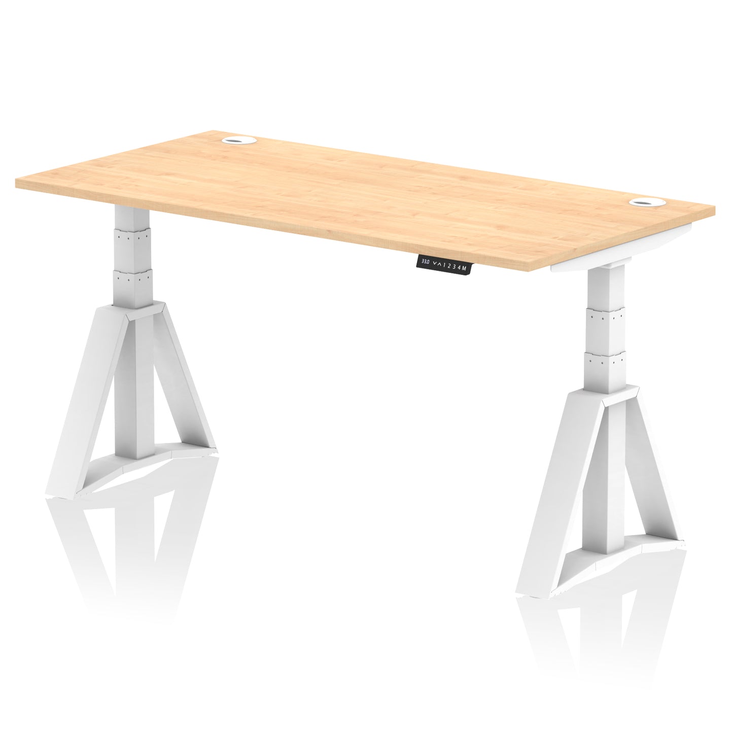 Air Height Adjustable Desk With Cable Ports With Piste Foot - 1200mm, 1400mm, 1600mm or 1800mm - Multiple Colour Options