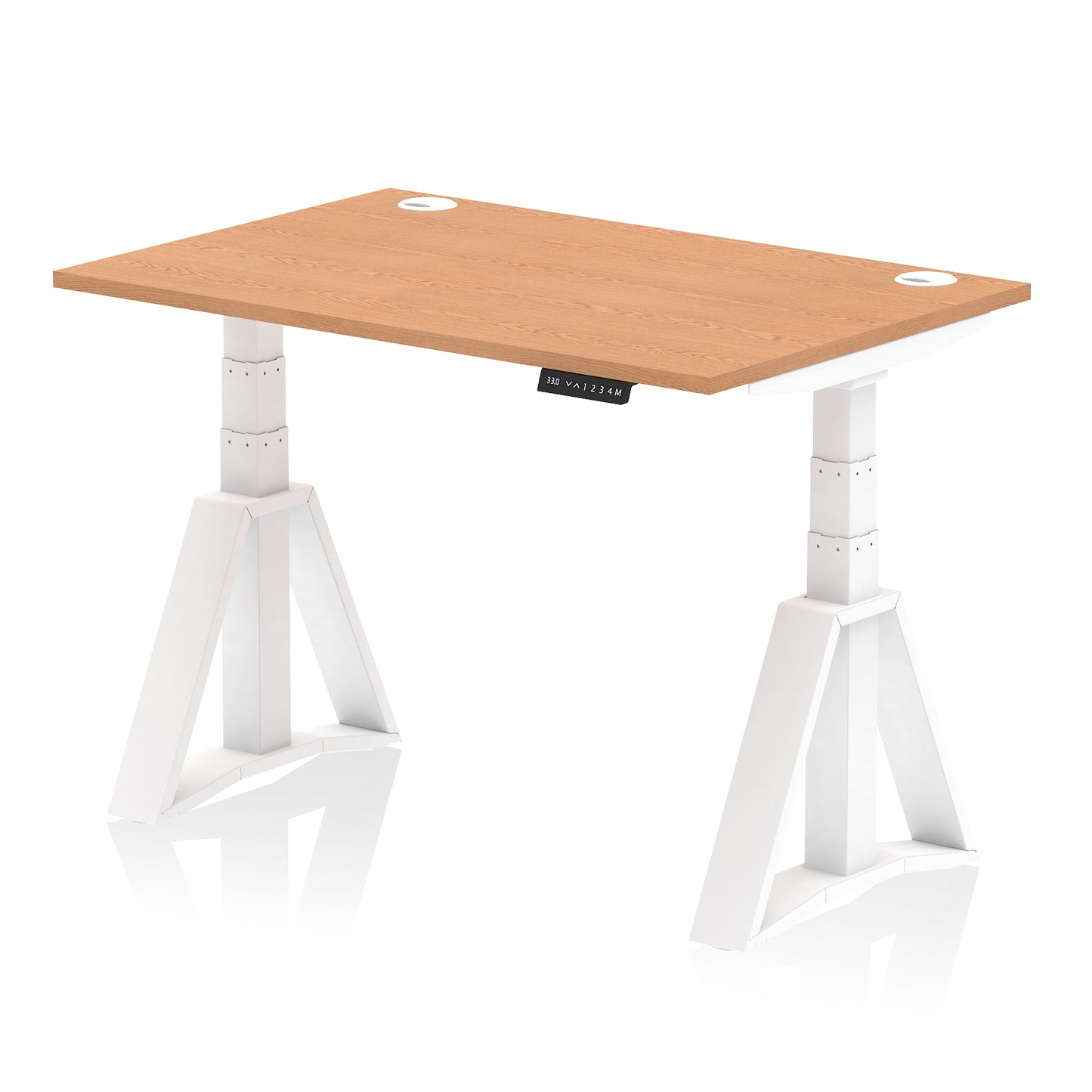 Air Height Adjustable Desk With Cable Ports With Piste Foot - 1200mm, 1400mm, 1600mm or 1800mm - Multiple Colour Options