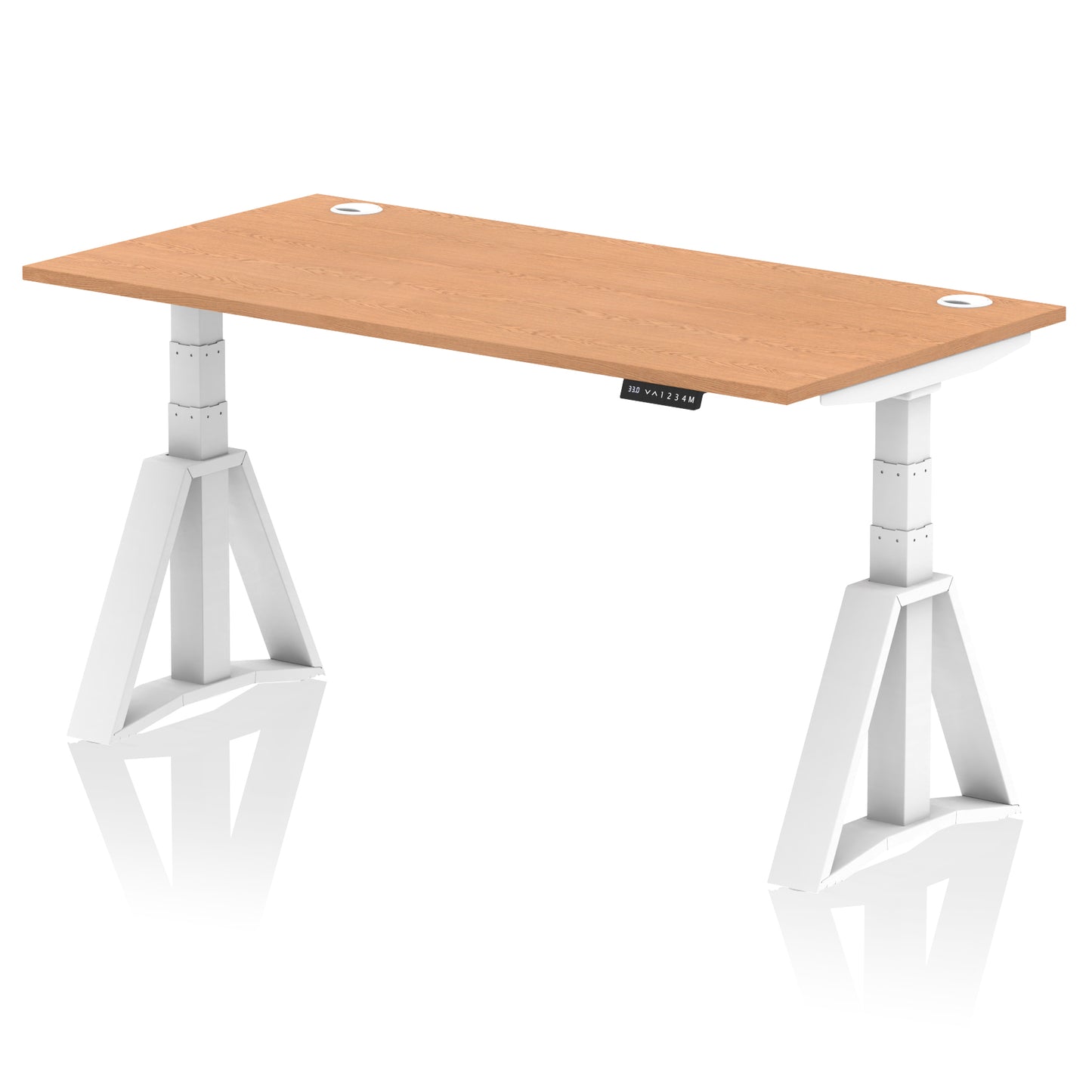 Air Height Adjustable Desk With Cable Ports With Piste Foot - 1200mm, 1400mm, 1600mm or 1800mm - Multiple Colour Options