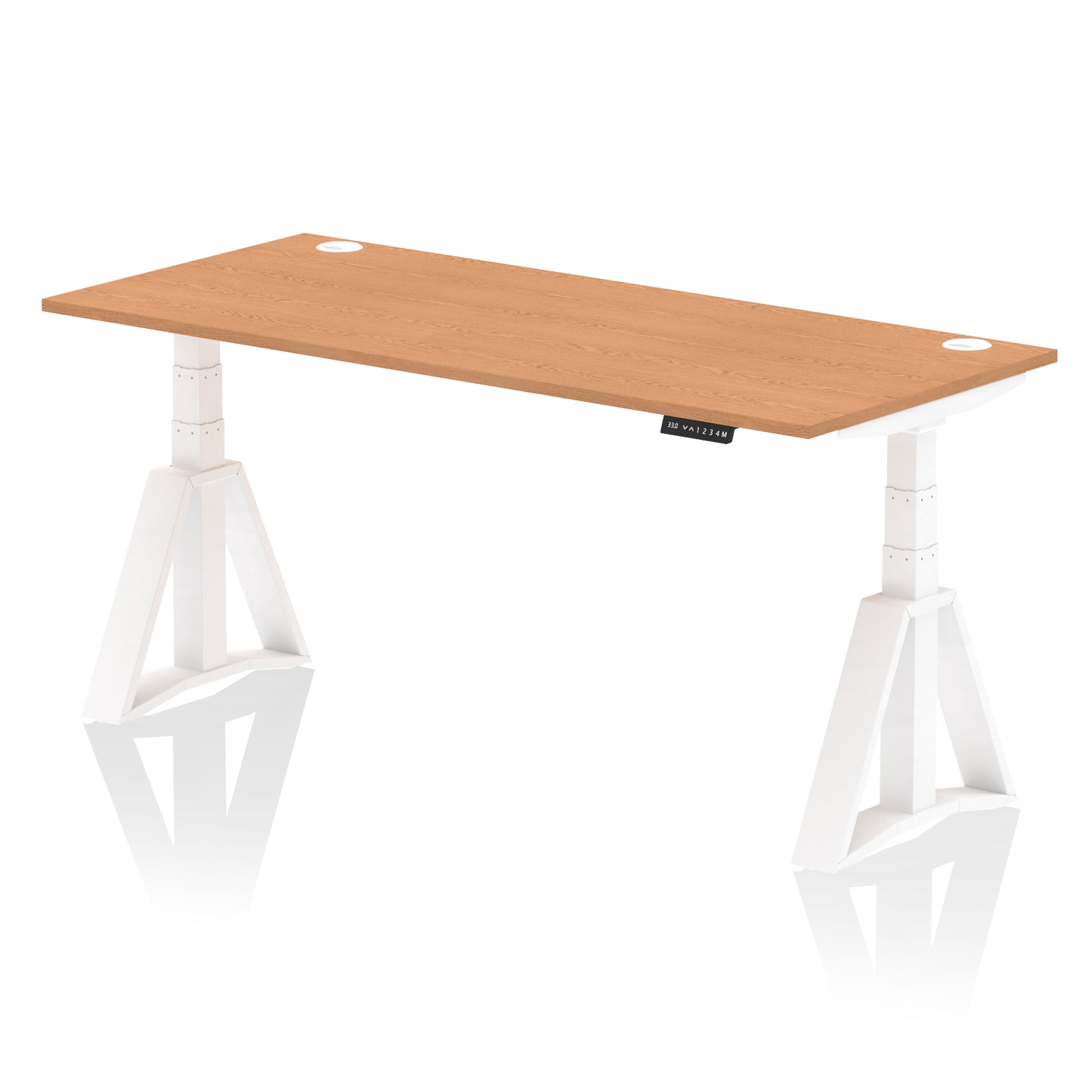 Air Height Adjustable Desk With Cable Ports With Piste Foot - 1200mm, 1400mm, 1600mm or 1800mm - Multiple Colour Options