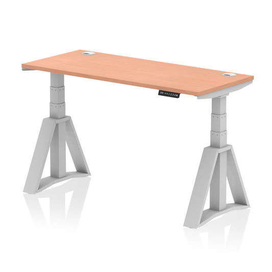 Air Height Adjustable Slimline Desk With Cable Ports With Piste Foot - 1200mm, 1400mm, 1600mm or 1800mm - Multiple Colour Options