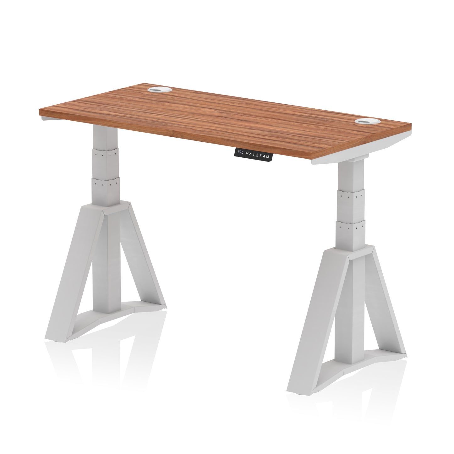 Air Height Adjustable Slimline Desk With Cable Ports With Piste Foot - 1200mm, 1400mm, 1600mm or 1800mm - Multiple Colour Options