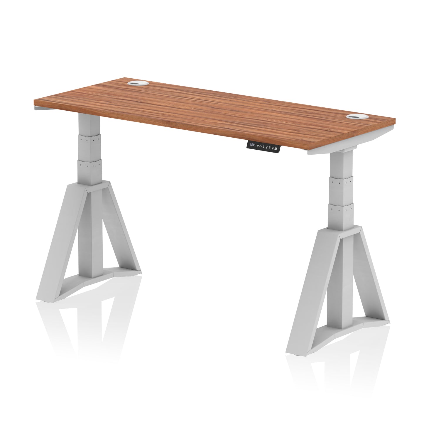 Air Height Adjustable Slimline Desk With Cable Ports With Piste Foot - 1200mm, 1400mm, 1600mm or 1800mm - Multiple Colour Options