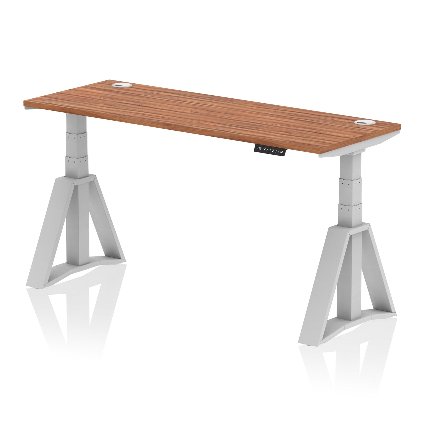 Air Height Adjustable Slimline Desk With Cable Ports With Piste Foot - 1200mm, 1400mm, 1600mm or 1800mm - Multiple Colour Options