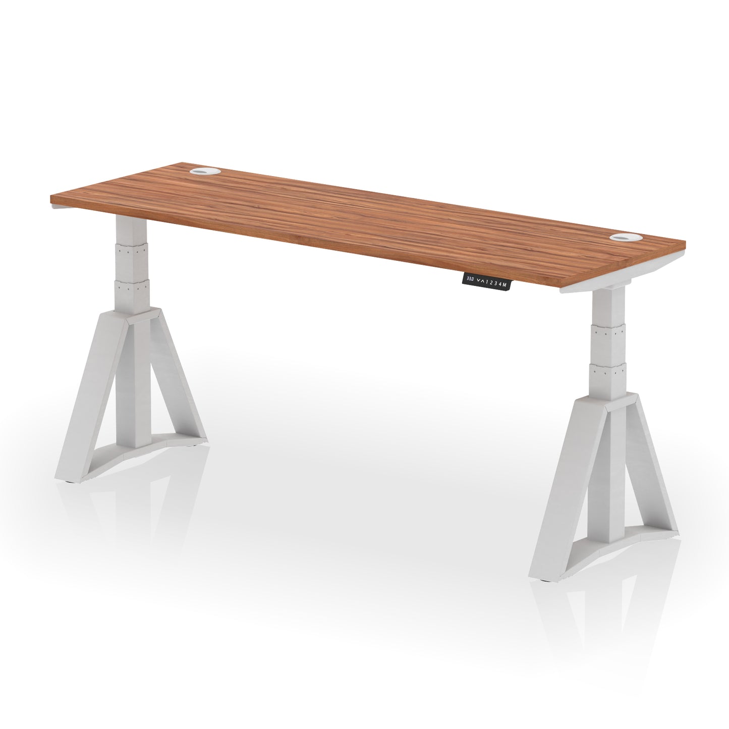 Air Height Adjustable Slimline Desk With Cable Ports With Piste Foot - 1200mm, 1400mm, 1600mm or 1800mm - Multiple Colour Options