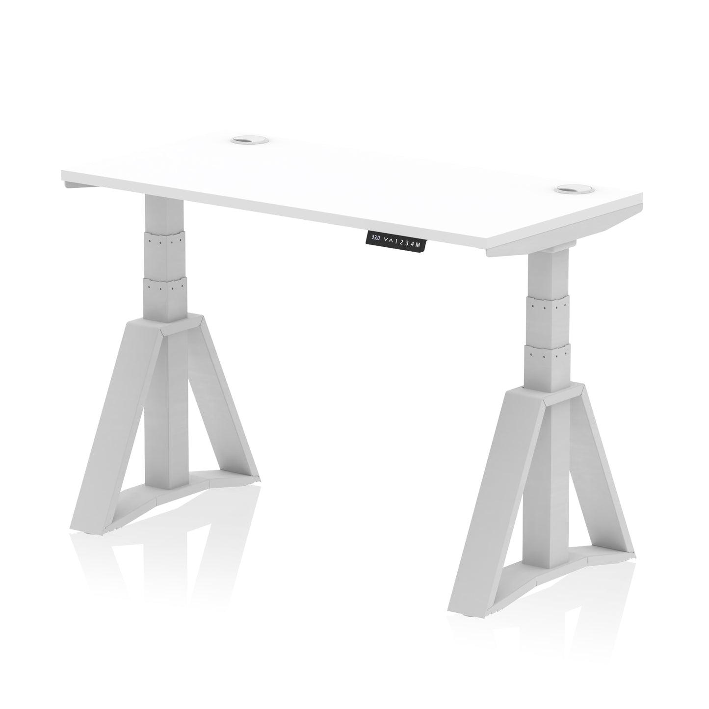 Air Height Adjustable Slimline Desk With Cable Ports With Piste Foot - 1200mm, 1400mm, 1600mm or 1800mm - Multiple Colour Options