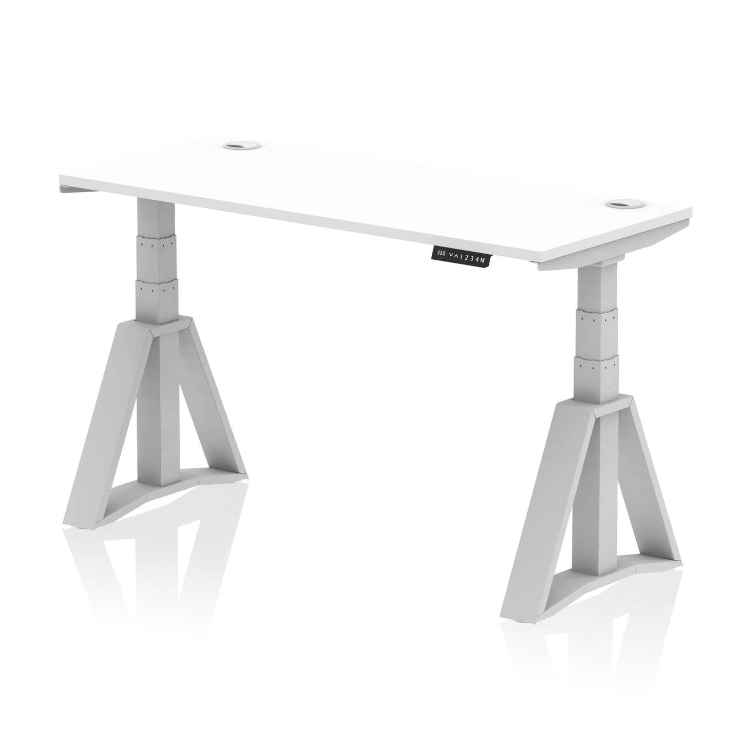 Air Height Adjustable Slimline Desk With Cable Ports With Piste Foot - 1200mm, 1400mm, 1600mm or 1800mm - Multiple Colour Options