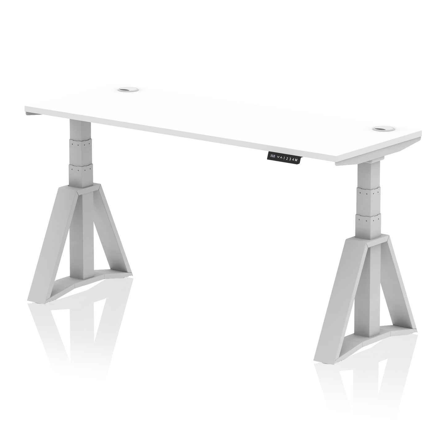 Air Height Adjustable Slimline Desk With Cable Ports With Piste Foot - 1200mm, 1400mm, 1600mm or 1800mm - Multiple Colour Options