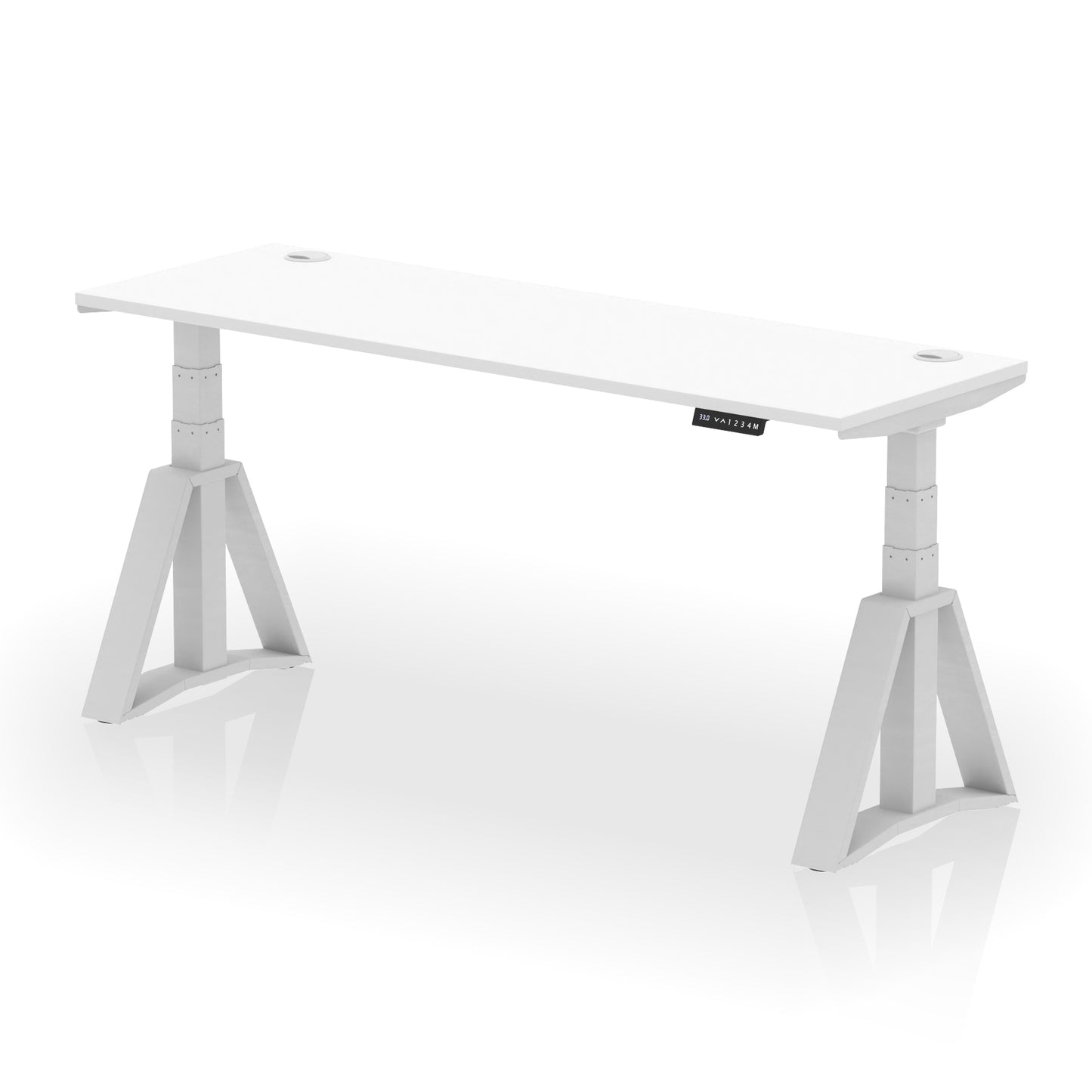 Air Height Adjustable Slimline Desk With Cable Ports With Piste Foot - 1200mm, 1400mm, 1600mm or 1800mm - Multiple Colour Options