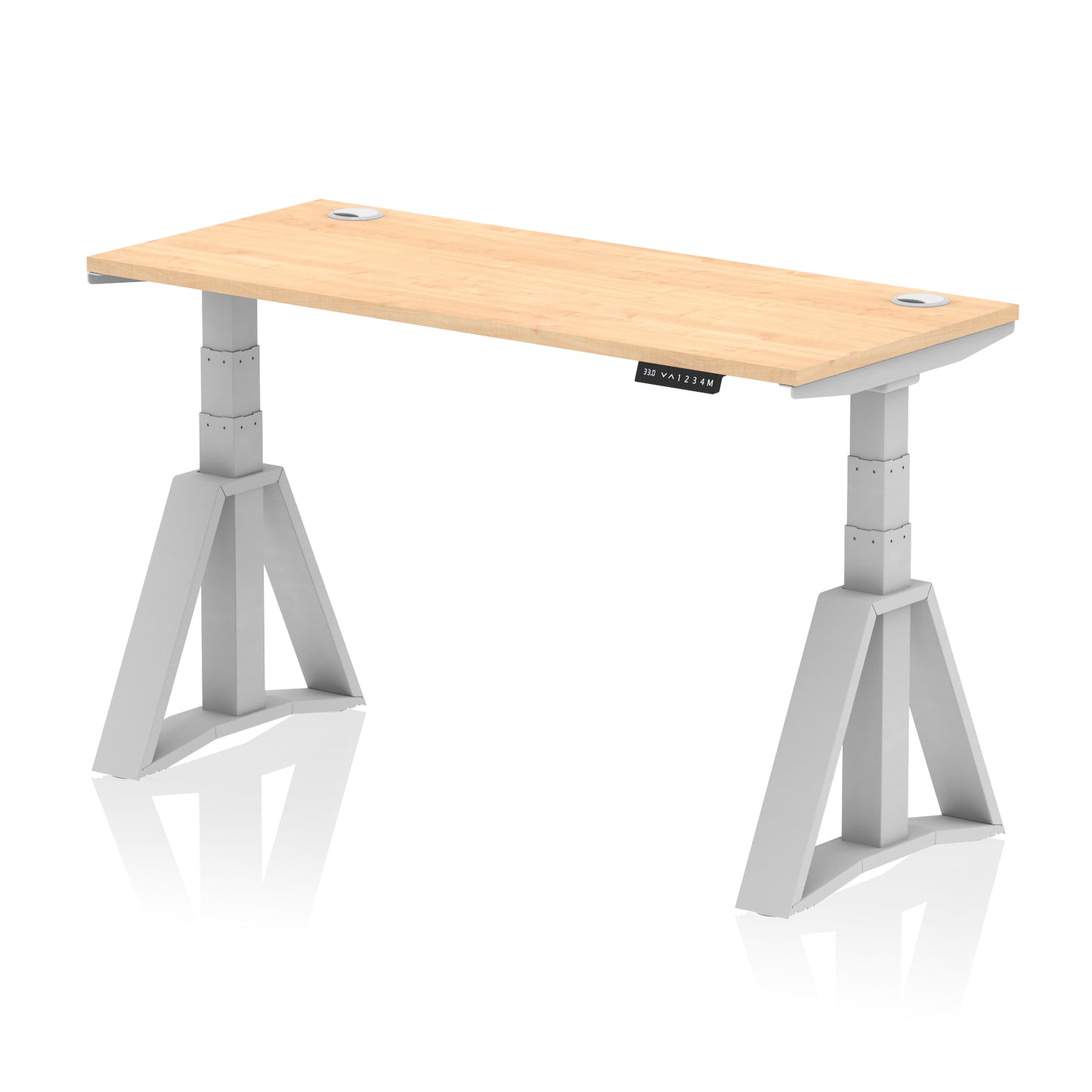 Air Height Adjustable Slimline Desk With Cable Ports With Piste Foot - 1200mm, 1400mm, 1600mm or 1800mm - Multiple Colour Options