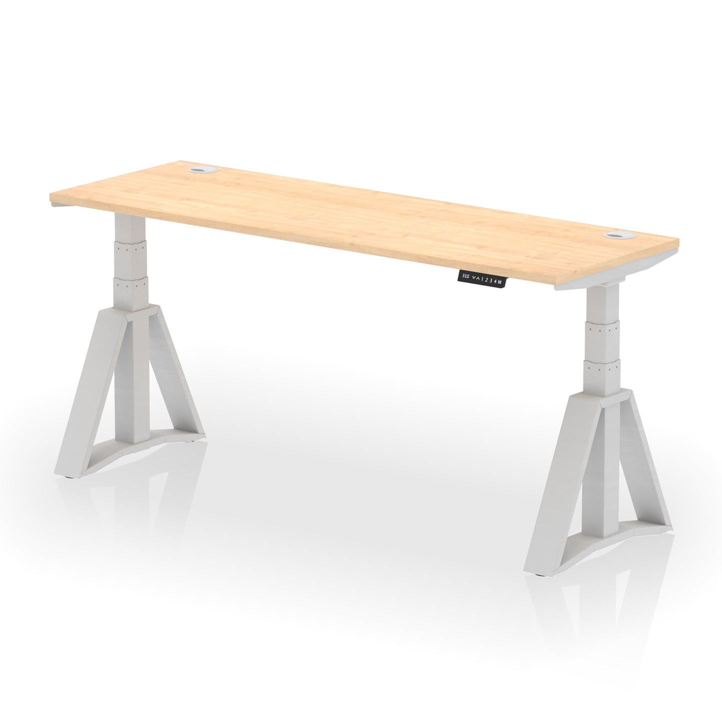 Air Height Adjustable Slimline Desk With Cable Ports With Piste Foot - 1200mm, 1400mm, 1600mm or 1800mm - Multiple Colour Options