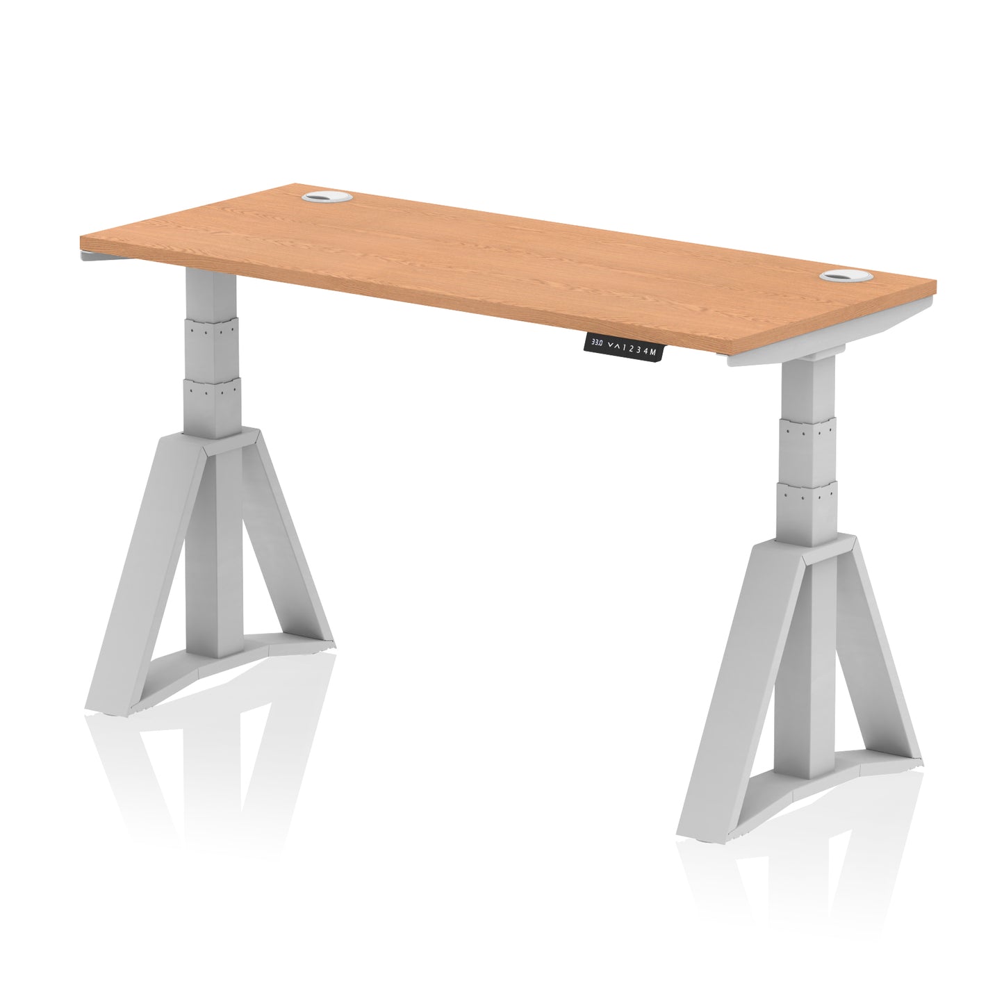Air Height Adjustable Slimline Desk With Cable Ports With Piste Foot - 1200mm, 1400mm, 1600mm or 1800mm - Multiple Colour Options