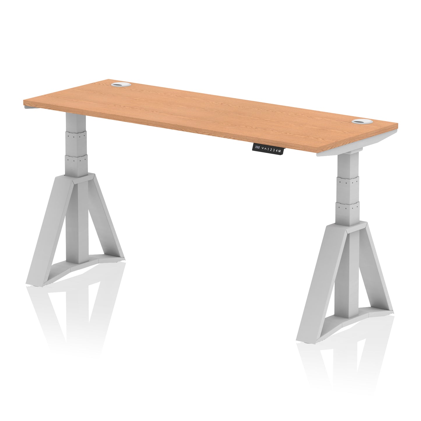 Air Height Adjustable Slimline Desk With Cable Ports With Piste Foot - 1200mm, 1400mm, 1600mm or 1800mm - Multiple Colour Options