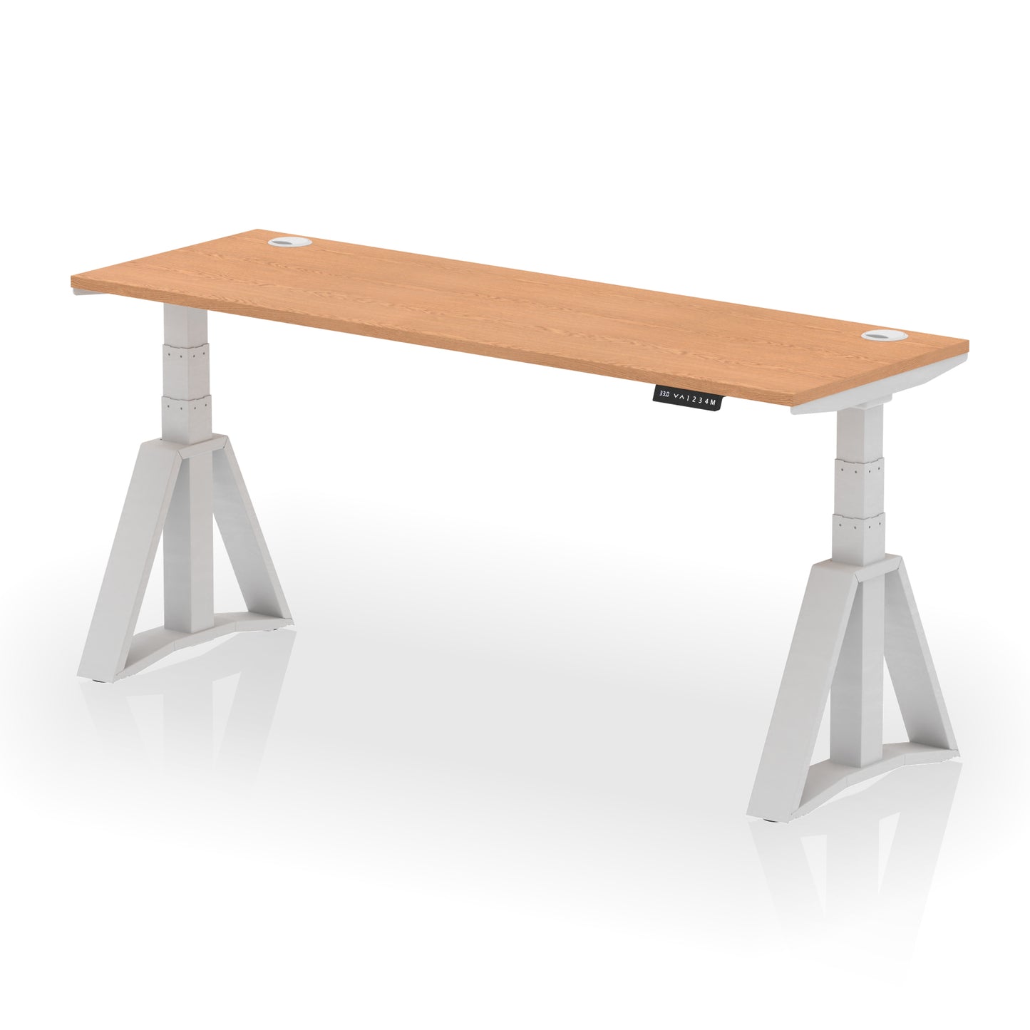 Air Height Adjustable Slimline Desk With Cable Ports With Piste Foot - 1200mm, 1400mm, 1600mm or 1800mm - Multiple Colour Options