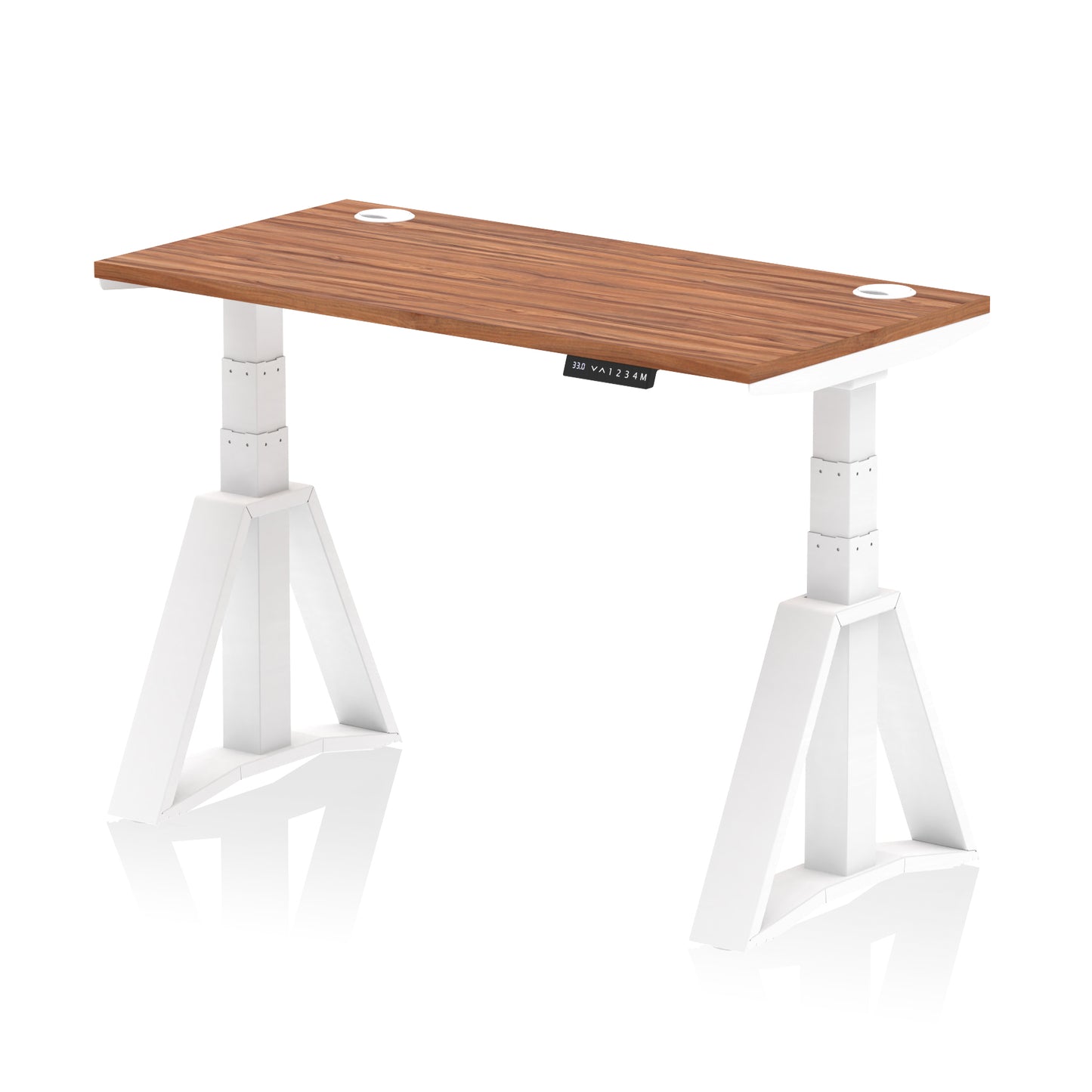 Air Height Adjustable Slimline Desk With Cable Ports With Piste Foot - 1200mm, 1400mm, 1600mm or 1800mm - Multiple Colour Options