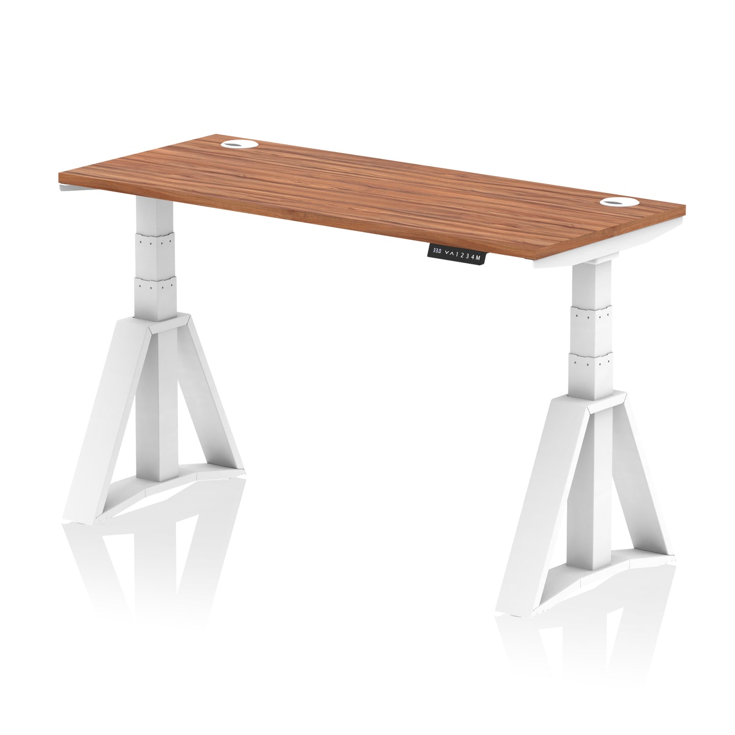 Air Height Adjustable Slimline Desk With Cable Ports With Piste Foot - 1200mm, 1400mm, 1600mm or 1800mm - Multiple Colour Options