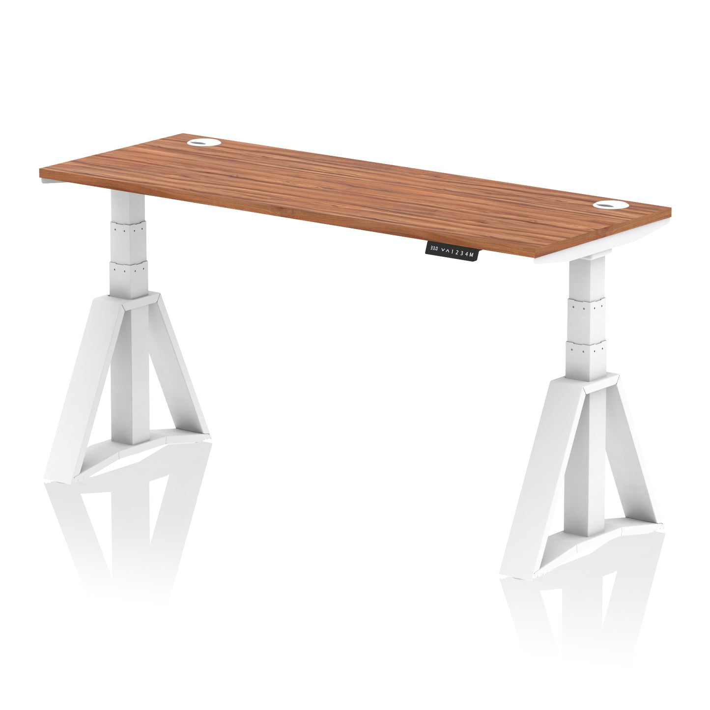 Air Height Adjustable Slimline Desk With Cable Ports With Piste Foot - 1200mm, 1400mm, 1600mm or 1800mm - Multiple Colour Options