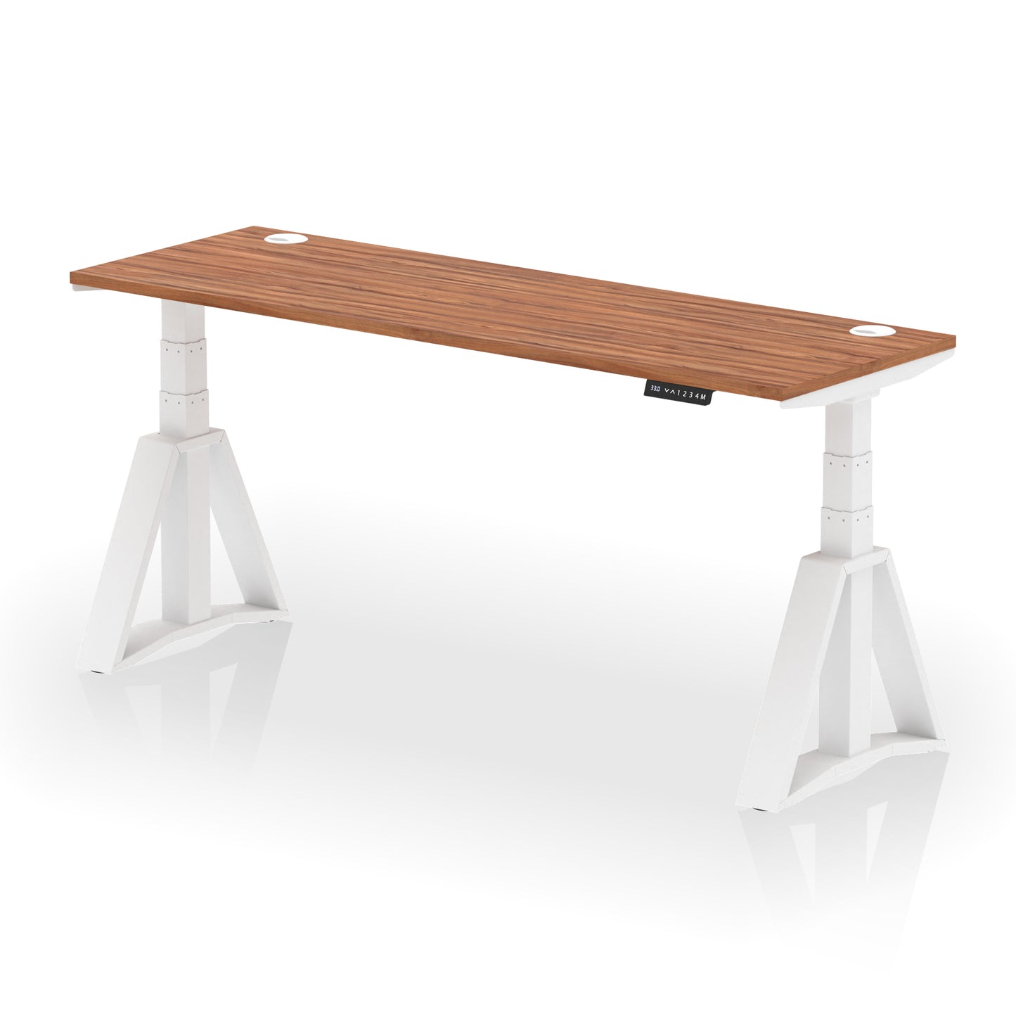 Air Height Adjustable Slimline Desk With Cable Ports With Piste Foot - 1200mm, 1400mm, 1600mm or 1800mm - Multiple Colour Options