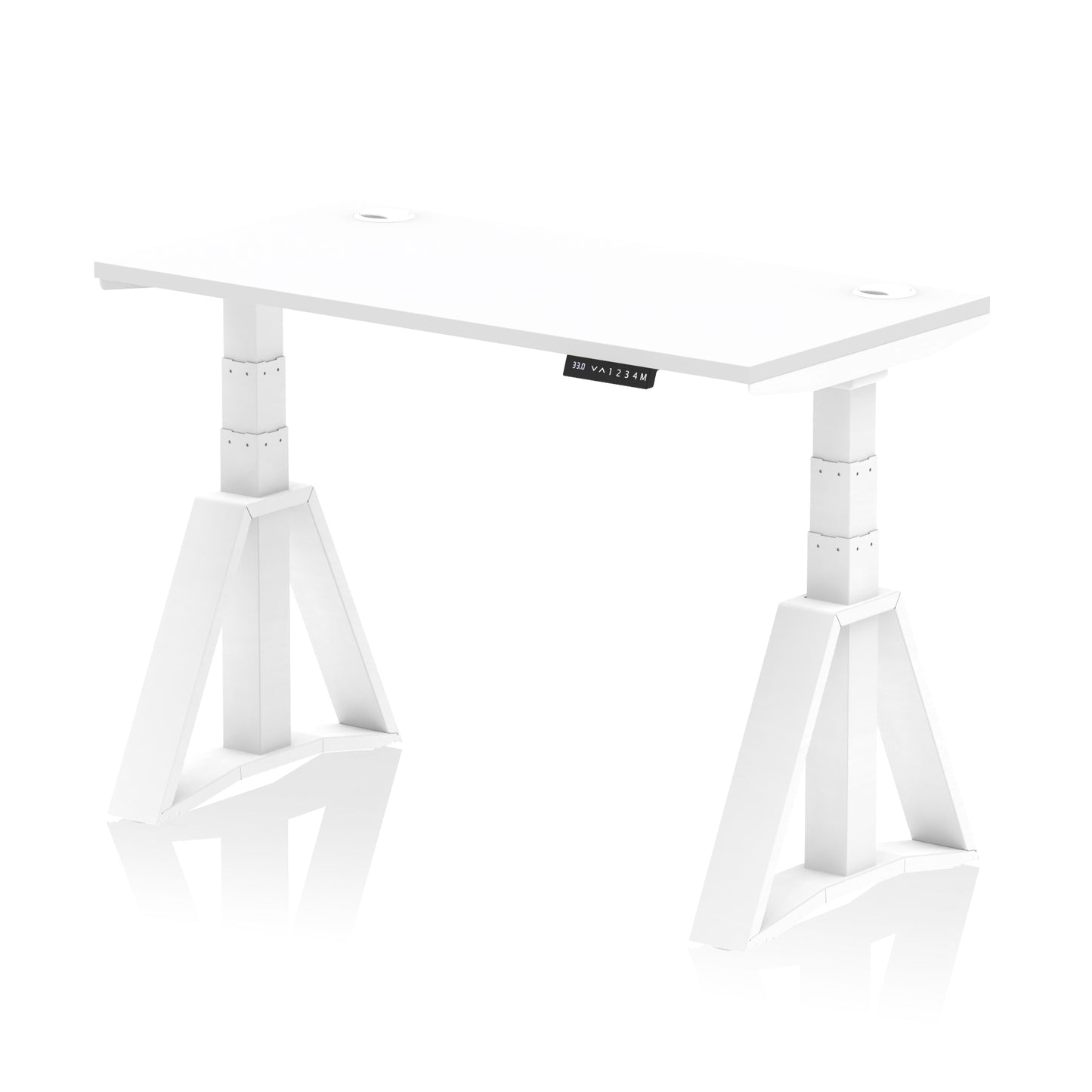 Air Height Adjustable Slimline Desk With Cable Ports With Piste Foot - 1200mm, 1400mm, 1600mm or 1800mm - Multiple Colour Options