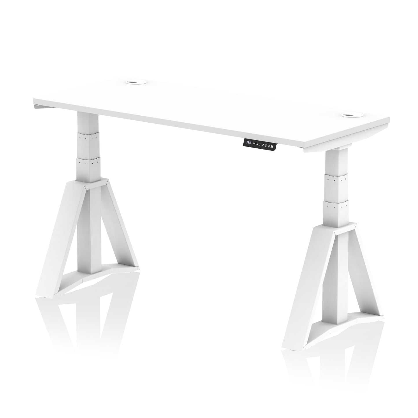 Air Height Adjustable Slimline Desk With Cable Ports With Piste Foot - 1200mm, 1400mm, 1600mm or 1800mm - Multiple Colour Options