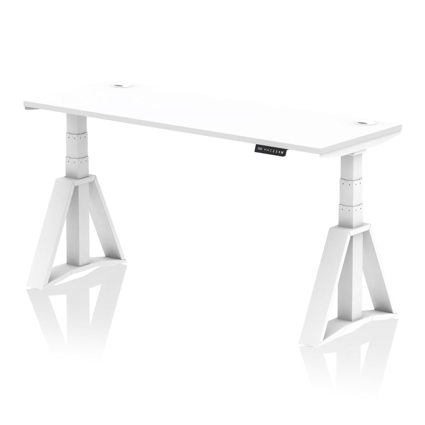 Air Height Adjustable Slimline Desk With Cable Ports With Piste Foot - 1200mm, 1400mm, 1600mm or 1800mm - Multiple Colour Options