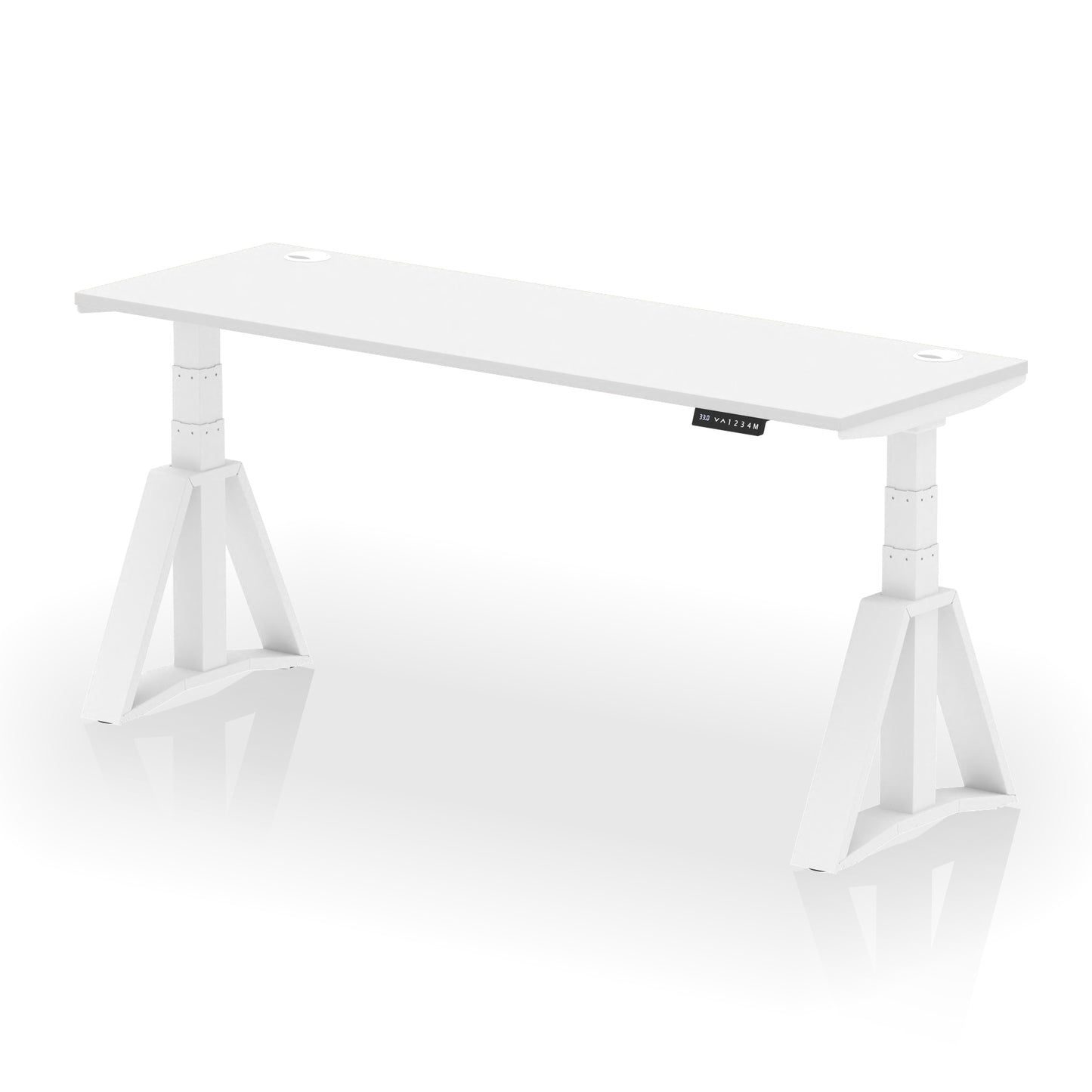 Air Height Adjustable Slimline Desk With Cable Ports With Piste Foot - 1200mm, 1400mm, 1600mm or 1800mm - Multiple Colour Options