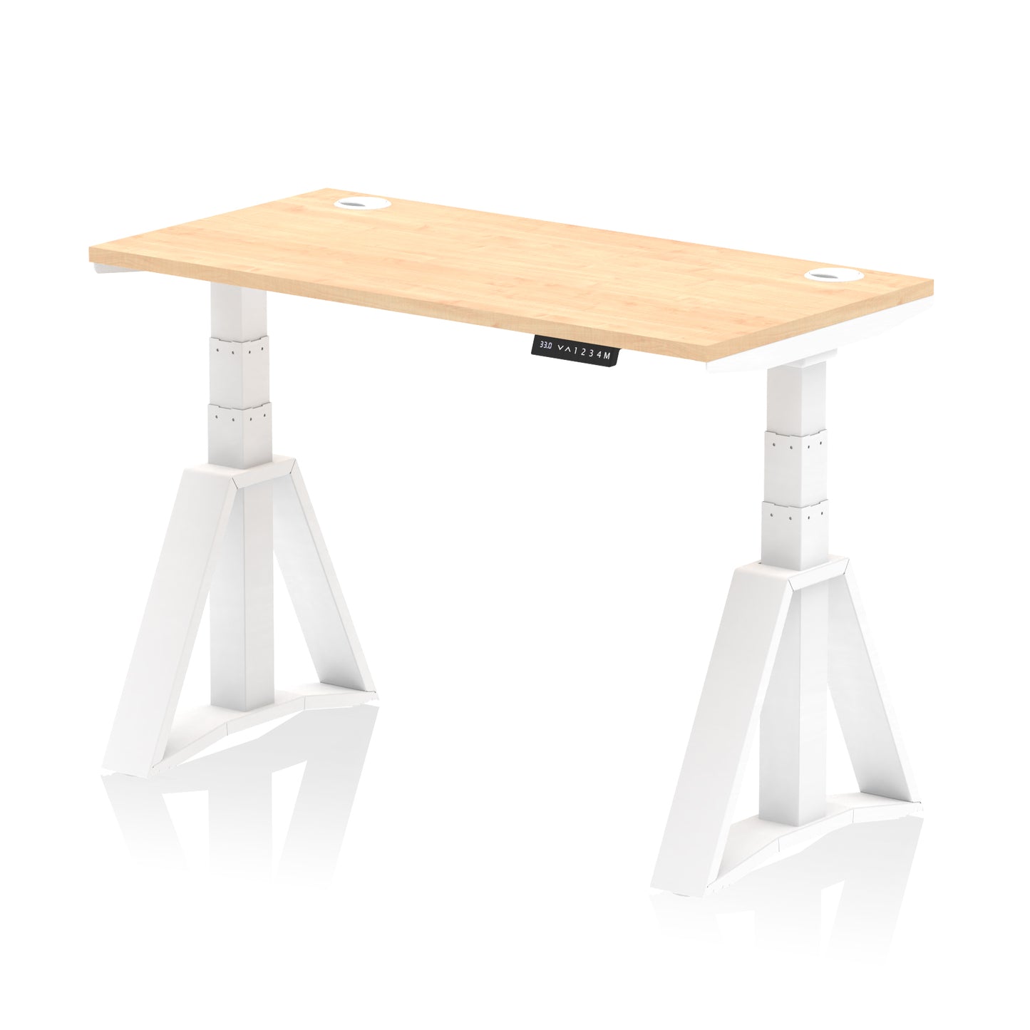 Air Height Adjustable Slimline Desk With Cable Ports With Piste Foot - 1200mm, 1400mm, 1600mm or 1800mm - Multiple Colour Options