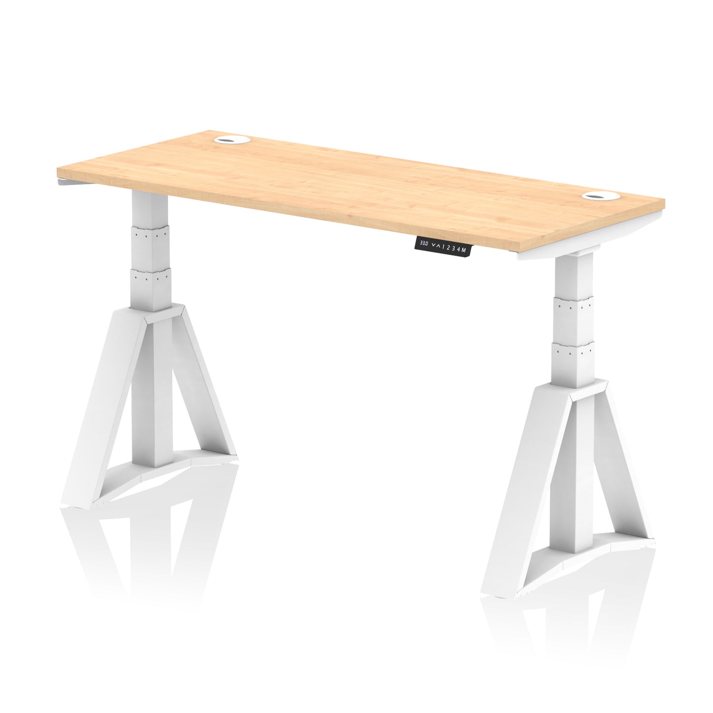 Air Height Adjustable Slimline Desk With Cable Ports With Piste Foot - 1200mm, 1400mm, 1600mm or 1800mm - Multiple Colour Options