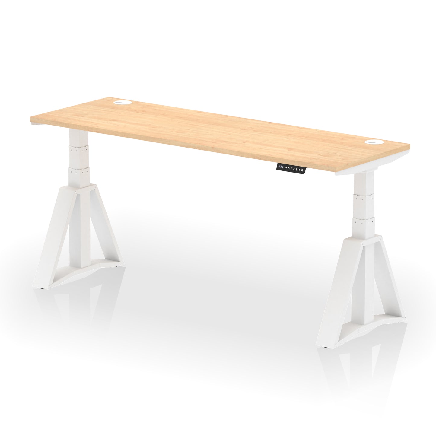Air Height Adjustable Slimline Desk With Cable Ports With Piste Foot - 1200mm, 1400mm, 1600mm or 1800mm - Multiple Colour Options