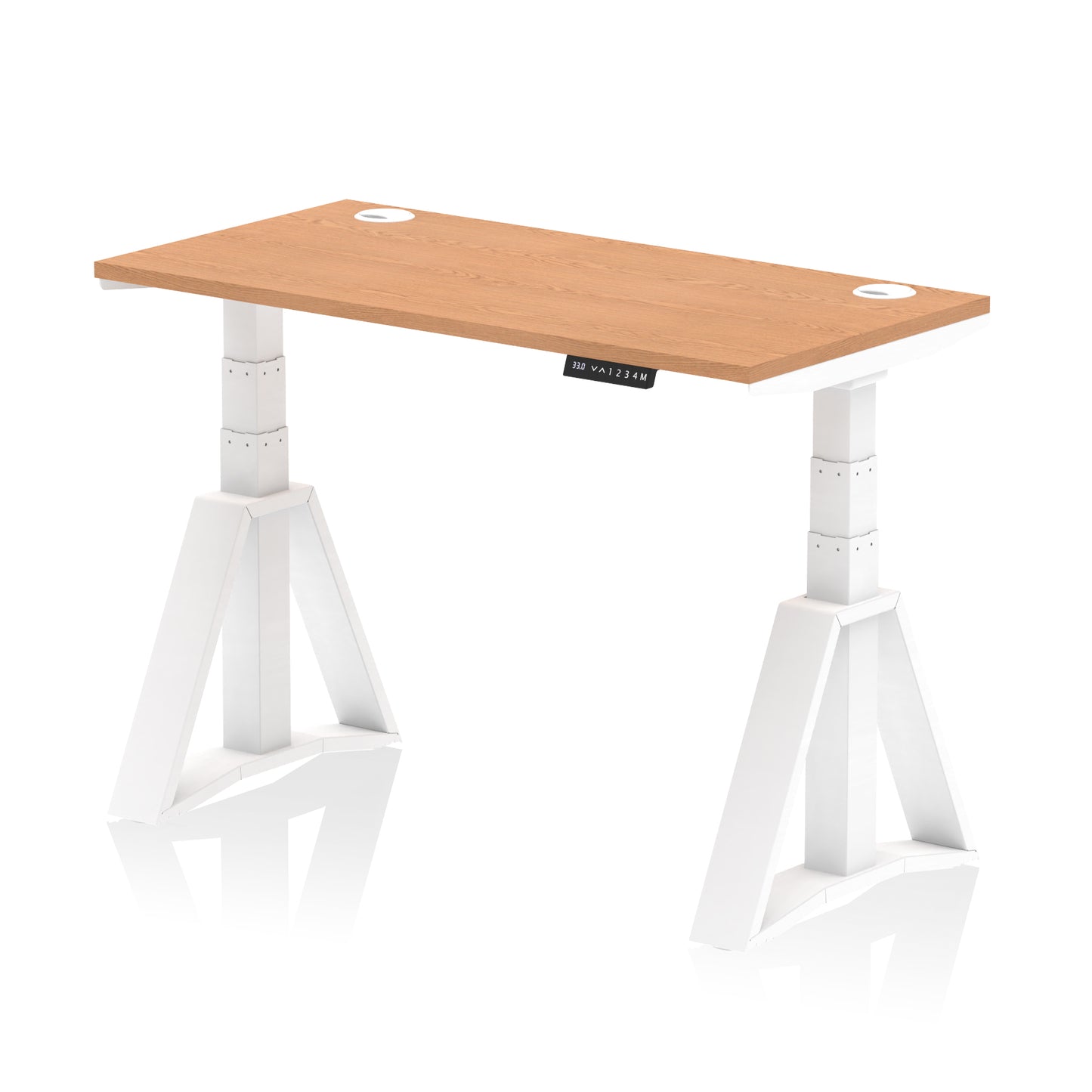 Air Height Adjustable Slimline Desk With Cable Ports With Piste Foot - 1200mm, 1400mm, 1600mm or 1800mm - Multiple Colour Options