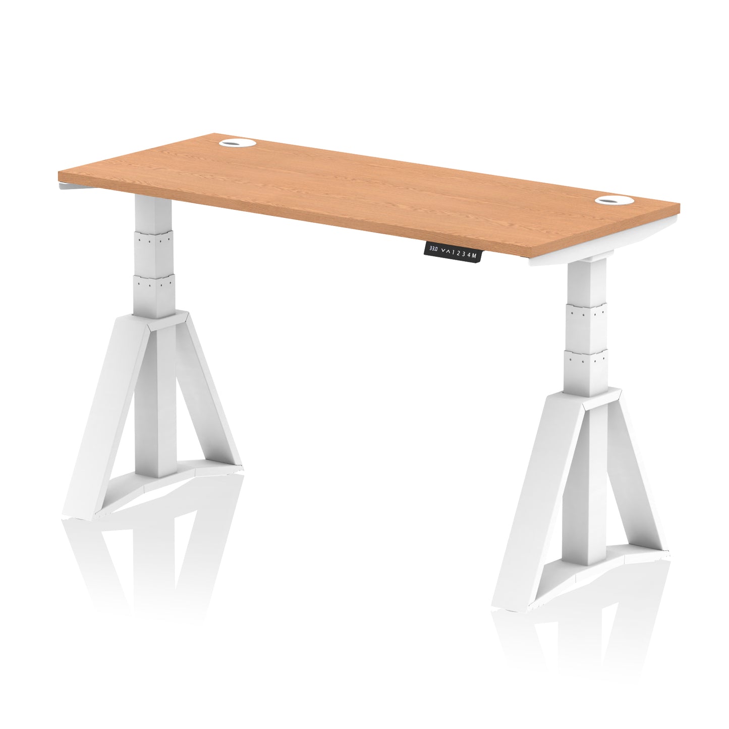 Air Height Adjustable Slimline Desk With Cable Ports With Piste Foot - 1200mm, 1400mm, 1600mm or 1800mm - Multiple Colour Options