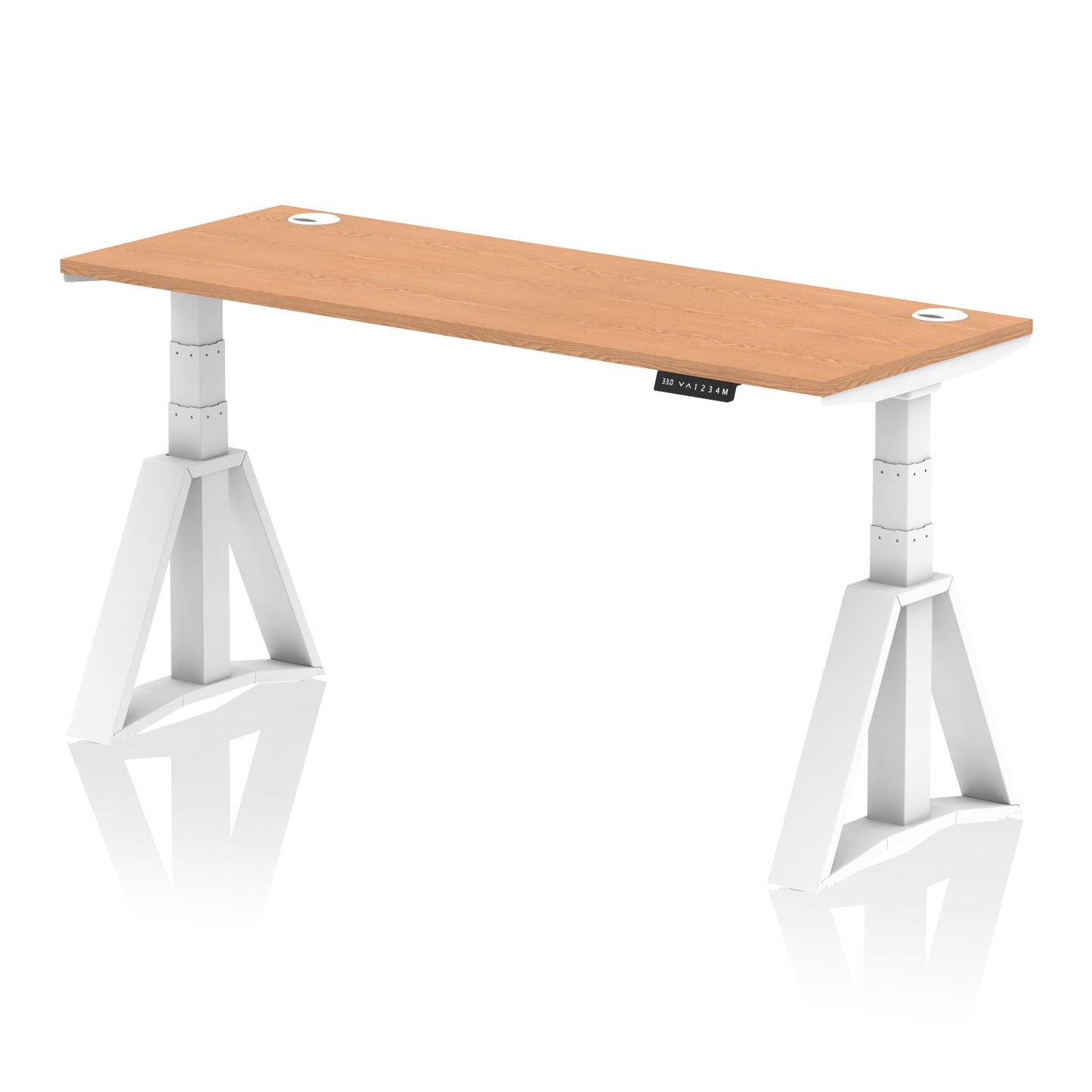 Air Height Adjustable Slimline Desk With Cable Ports With Piste Foot - 1200mm, 1400mm, 1600mm or 1800mm - Multiple Colour Options
