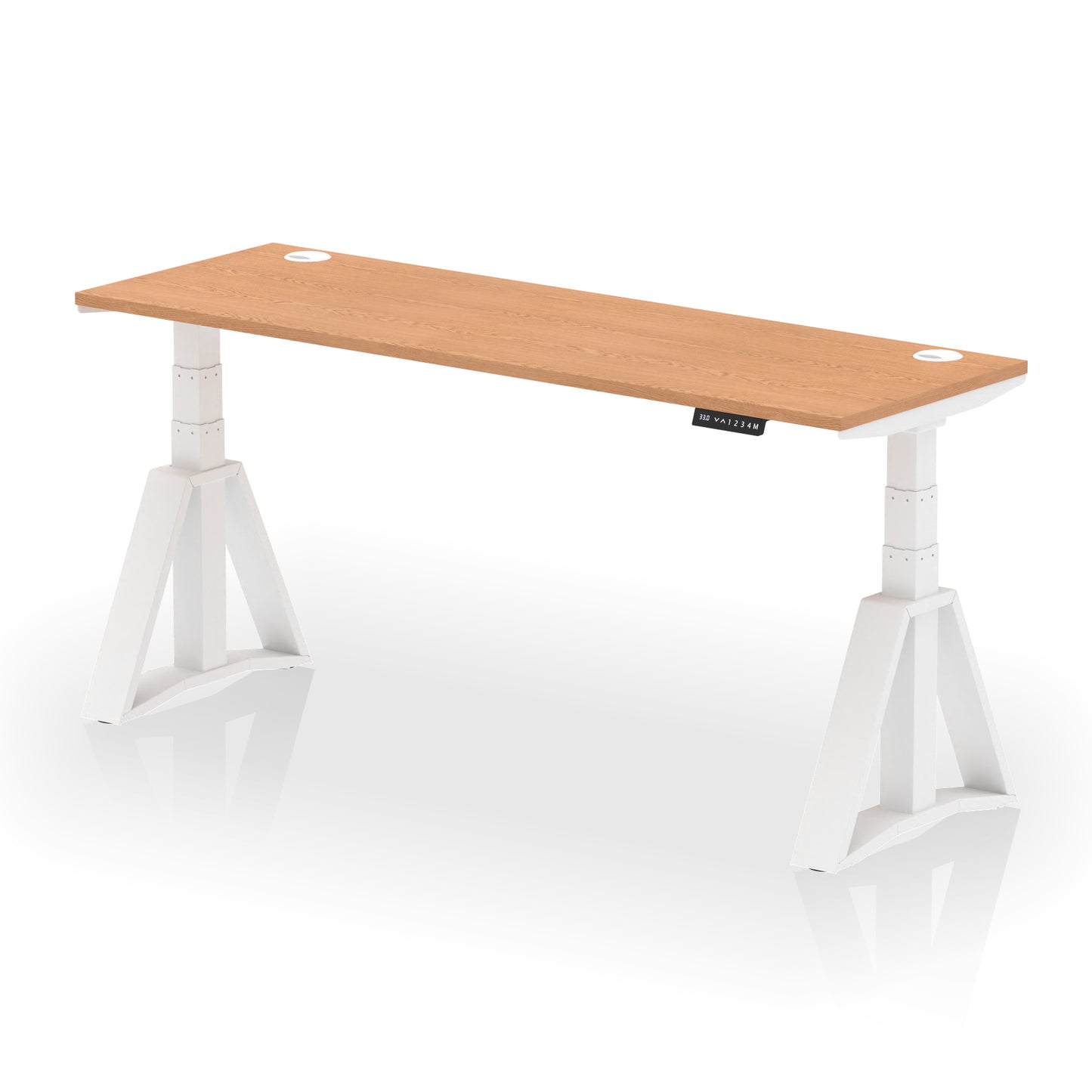 Air Height Adjustable Slimline Desk With Cable Ports With Piste Foot - 1200mm, 1400mm, 1600mm or 1800mm - Multiple Colour Options