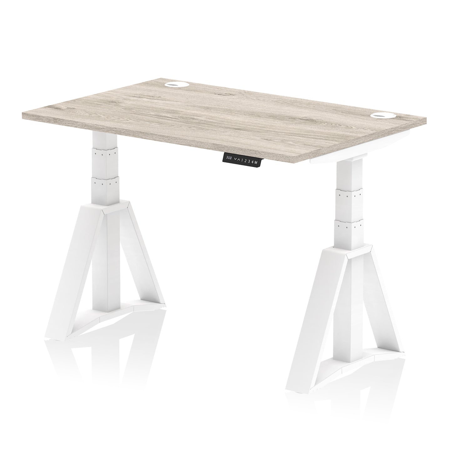 Air Height Adjustable Desk With Cable Ports With Piste Foot - 1200mm, 1400mm, 1600mm or 1800mm - Multiple Colour Options