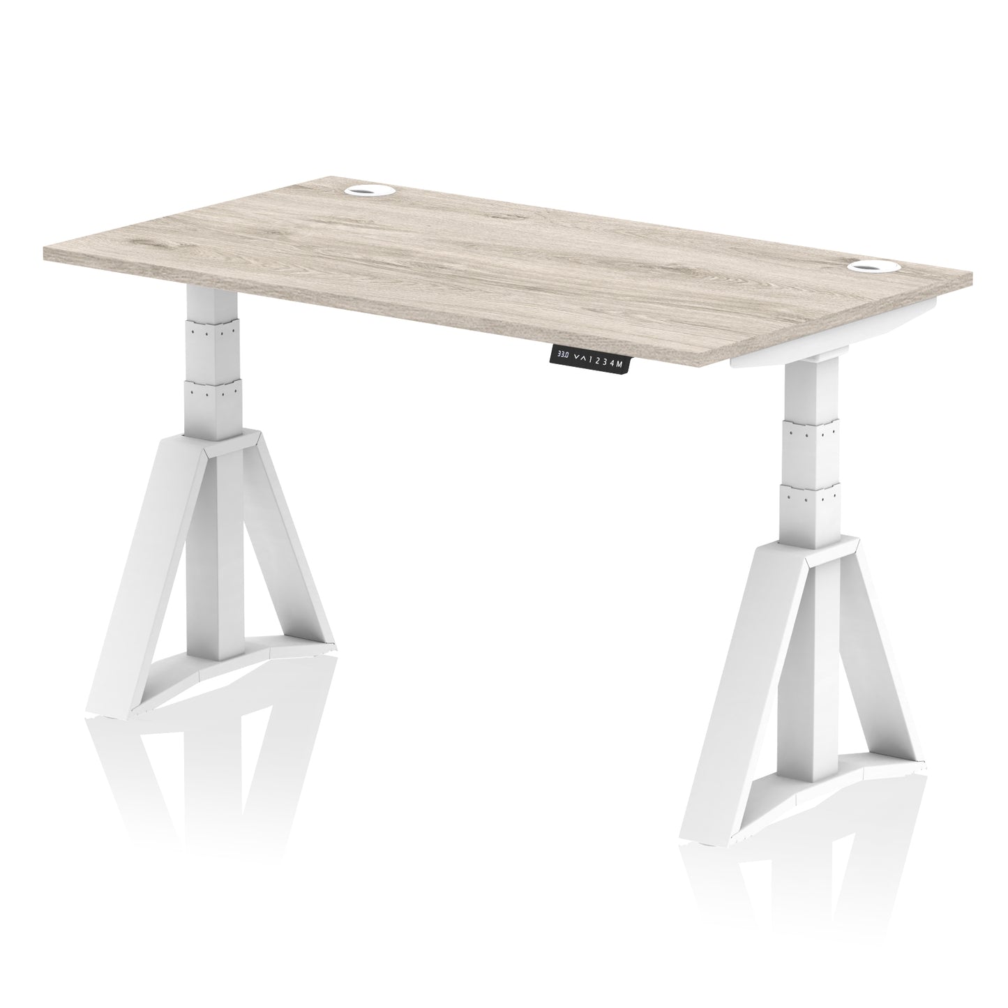 Air Height Adjustable Desk With Cable Ports With Piste Foot - 1200mm, 1400mm, 1600mm or 1800mm - Multiple Colour Options