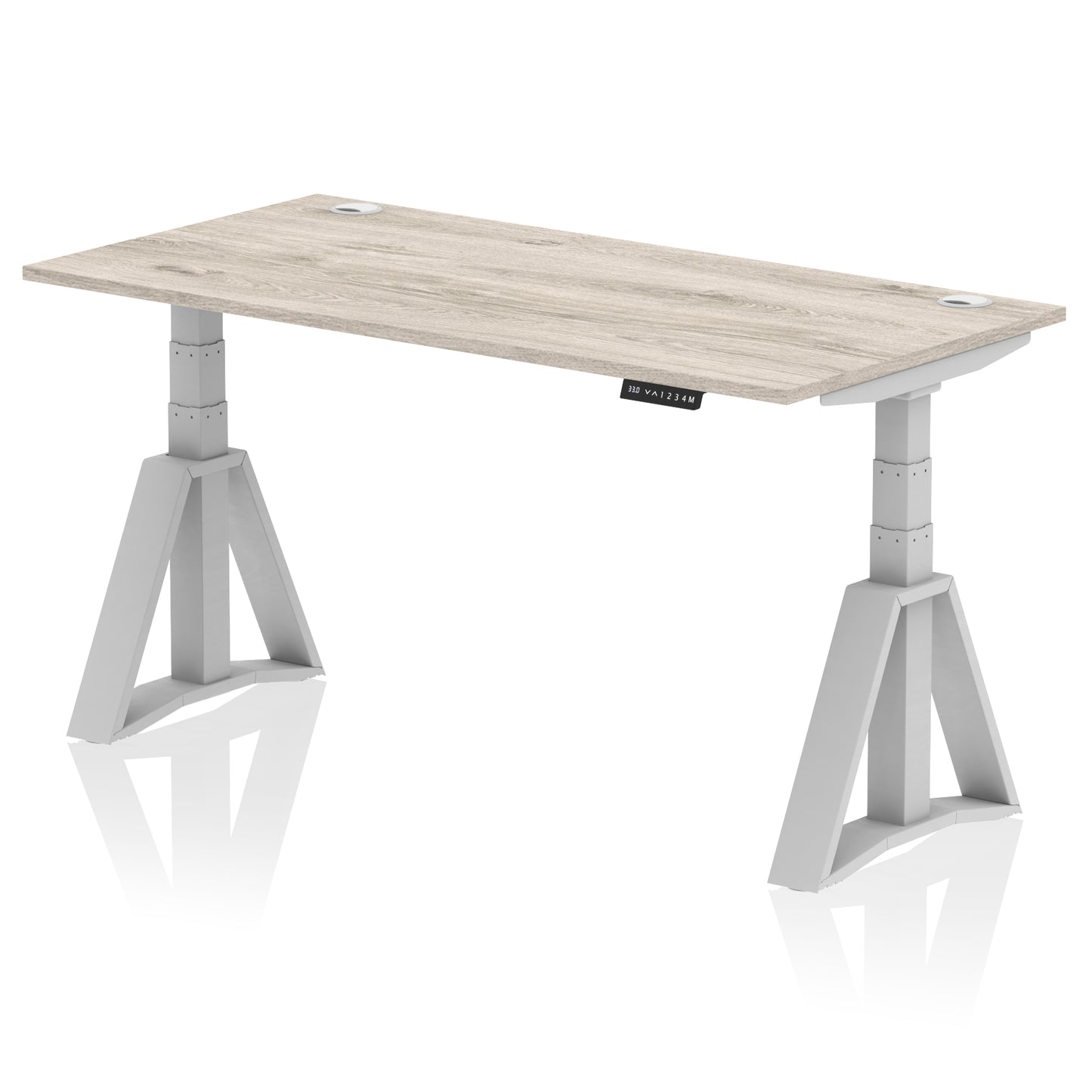 Air Height Adjustable Desk With Cable Ports With Piste Foot - 1200mm, 1400mm, 1600mm or 1800mm - Multiple Colour Options