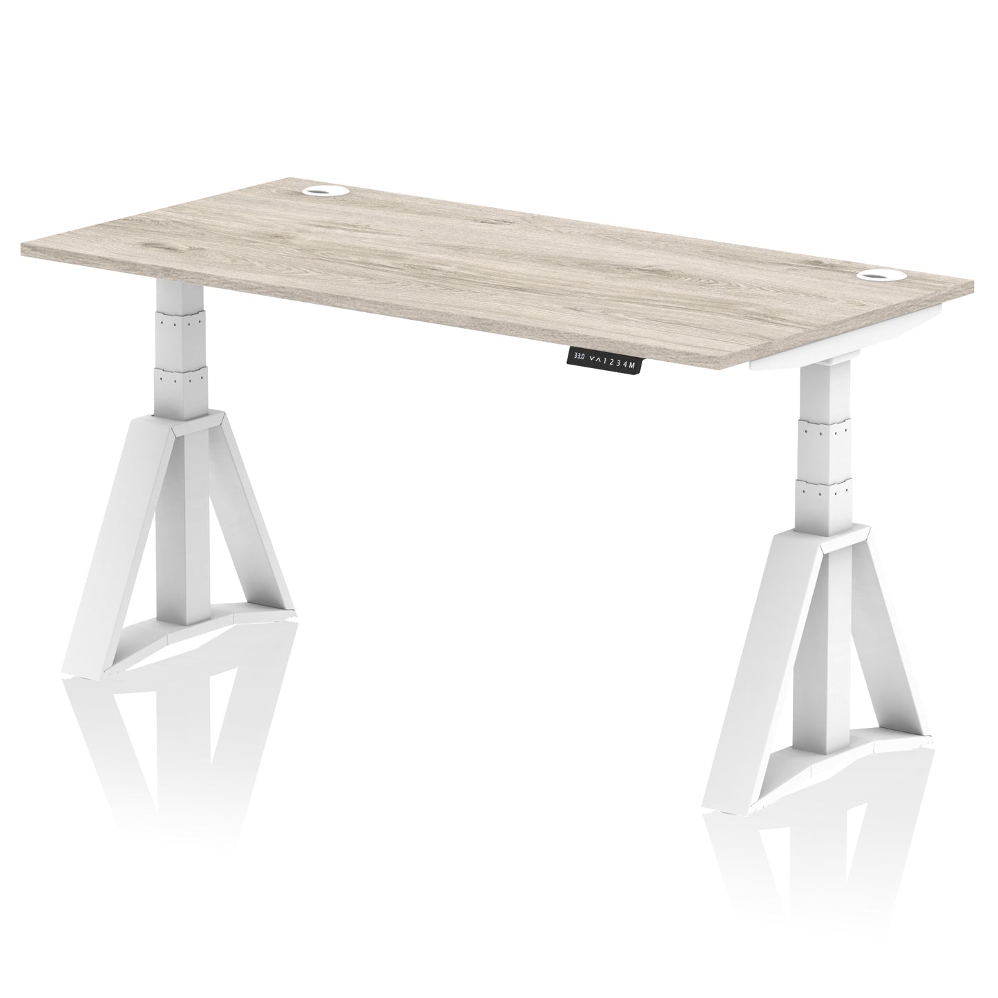 Air Height Adjustable Desk With Cable Ports With Piste Foot - 1200mm, 1400mm, 1600mm or 1800mm - Multiple Colour Options