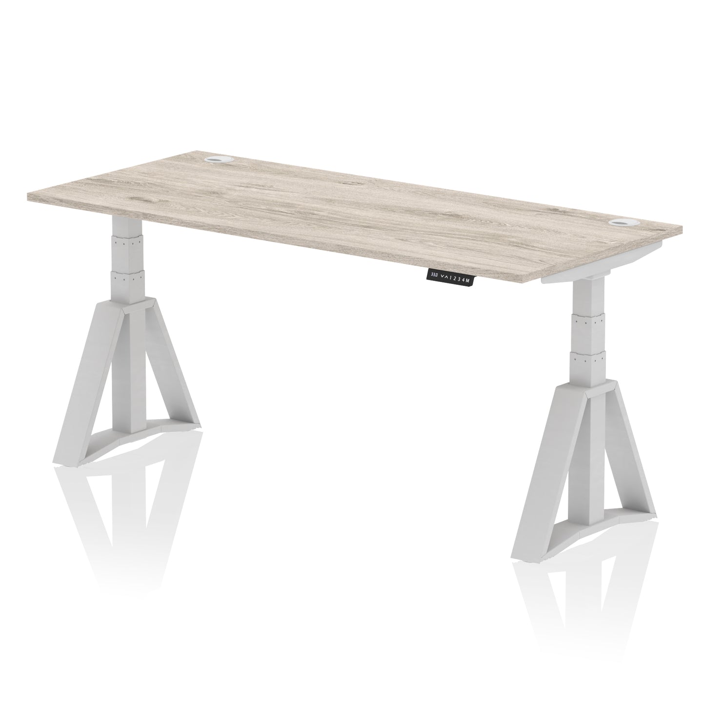 Air Height Adjustable Desk With Cable Ports With Piste Foot - 1200mm, 1400mm, 1600mm or 1800mm - Multiple Colour Options