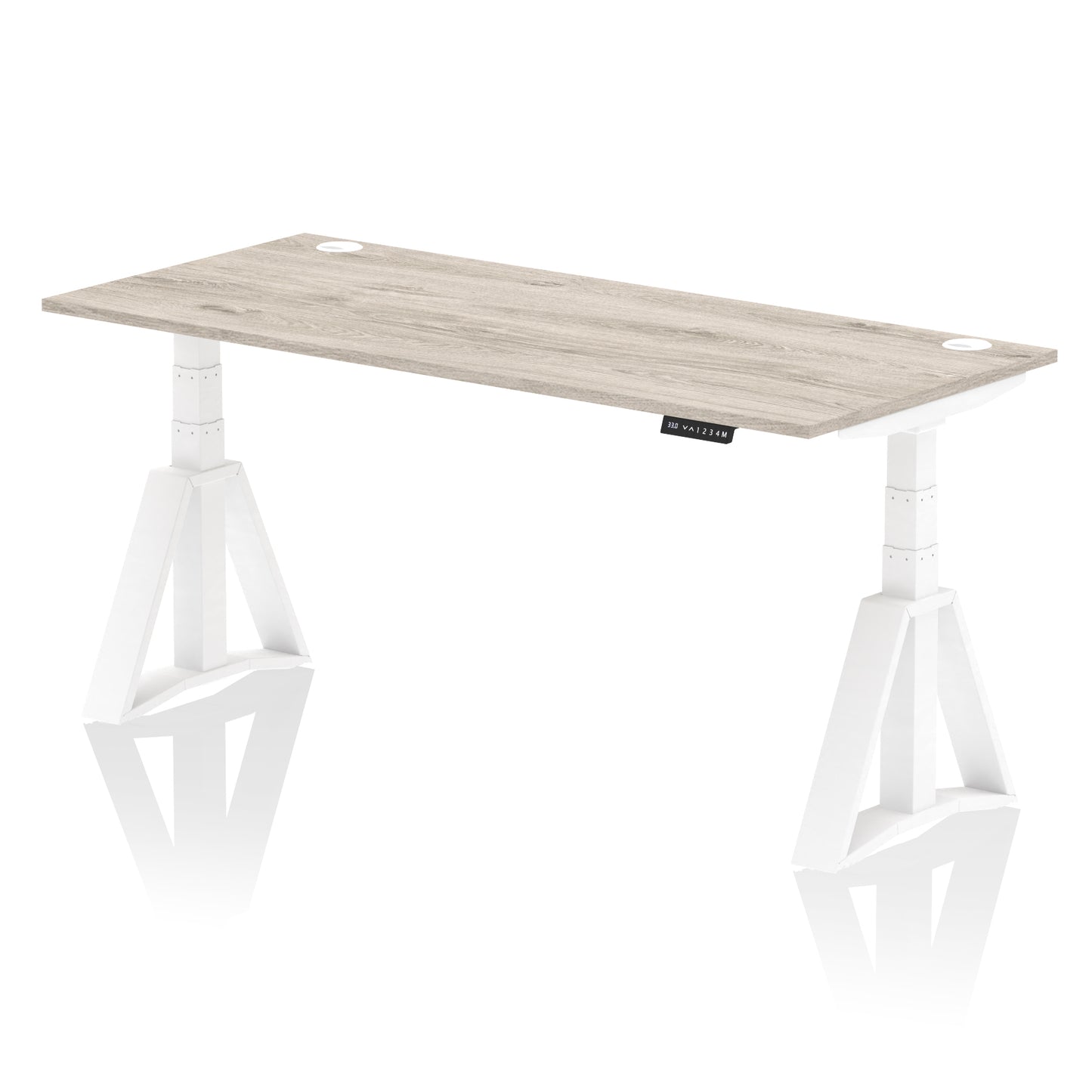 Air Height Adjustable Desk With Cable Ports With Piste Foot - 1200mm, 1400mm, 1600mm or 1800mm - Multiple Colour Options