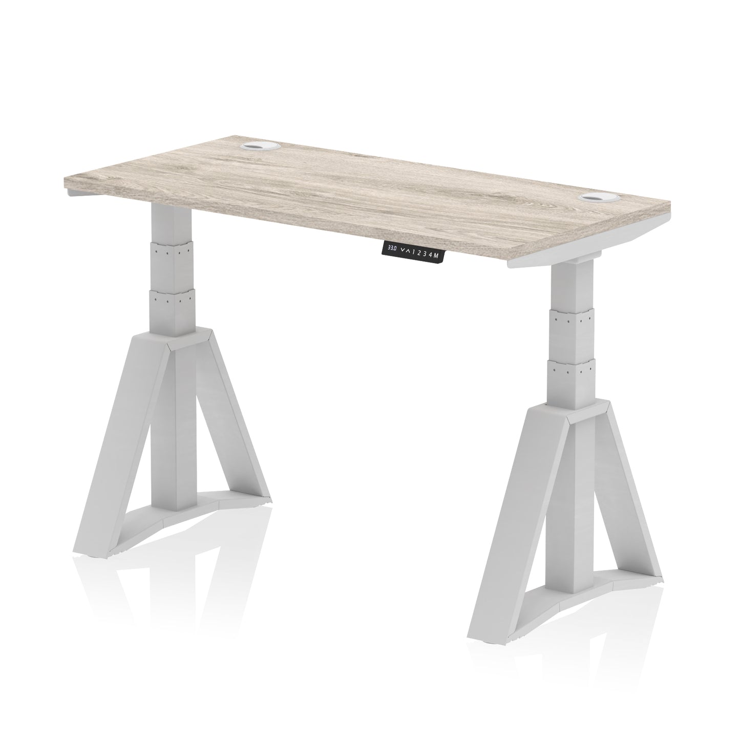 Air Height Adjustable Slimline Desk With Cable Ports With Piste Foot - 1200mm, 1400mm, 1600mm or 1800mm - Multiple Colour Options