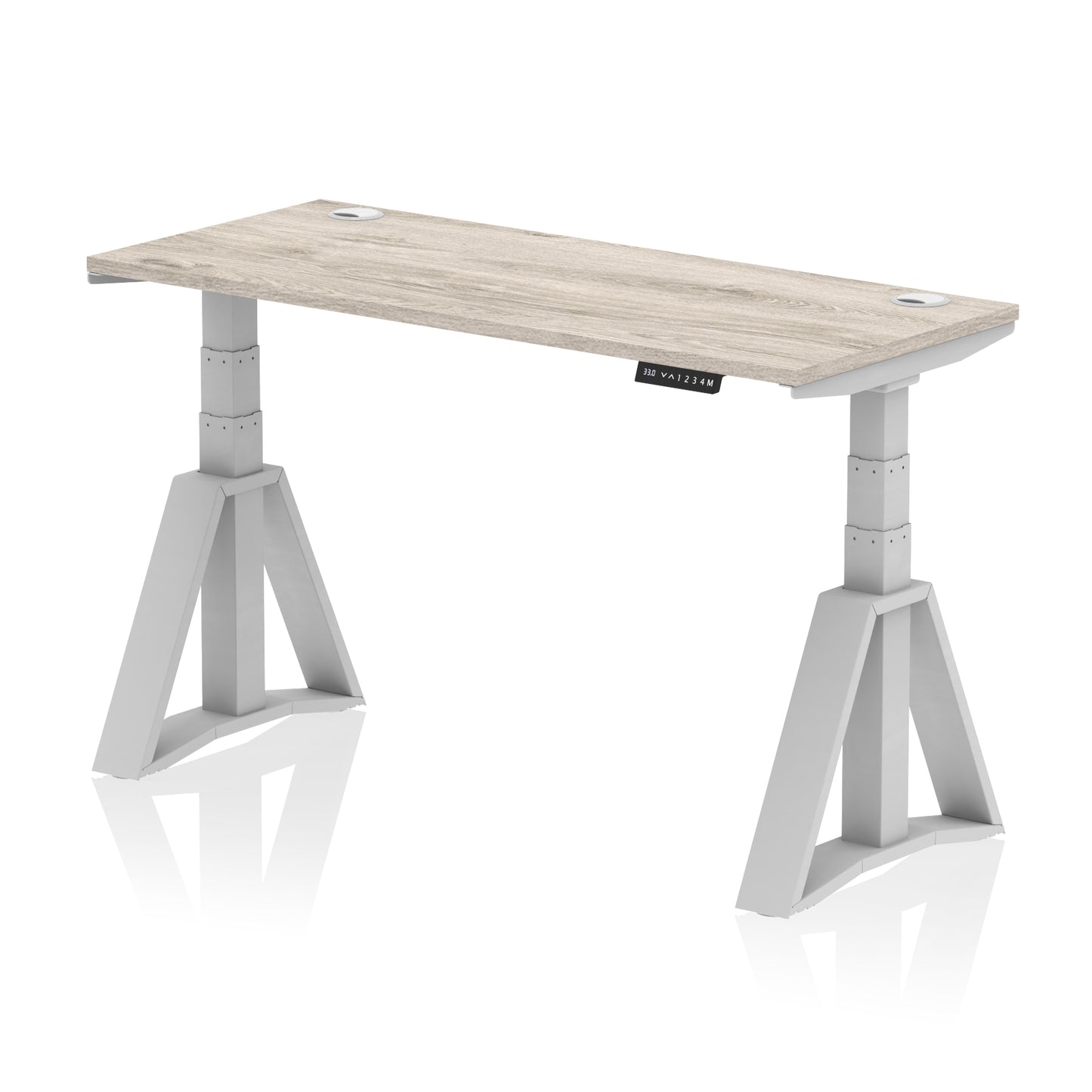 Air Height Adjustable Slimline Desk With Cable Ports With Piste Foot - 1200mm, 1400mm, 1600mm or 1800mm - Multiple Colour Options