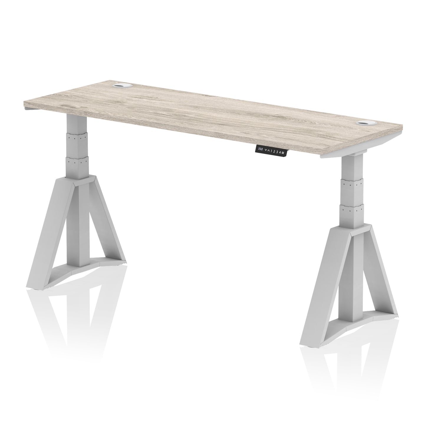 Air Height Adjustable Slimline Desk With Cable Ports With Piste Foot - 1200mm, 1400mm, 1600mm or 1800mm - Multiple Colour Options