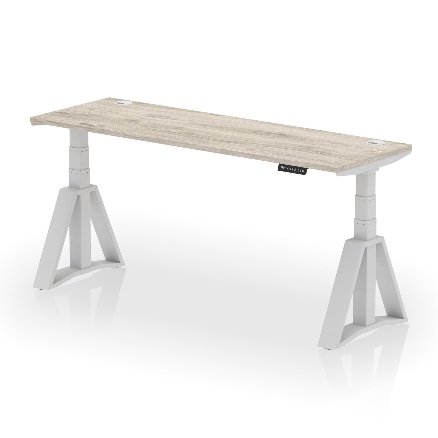 Air Height Adjustable Slimline Desk With Cable Ports With Piste Foot - 1200mm, 1400mm, 1600mm or 1800mm - Multiple Colour Options