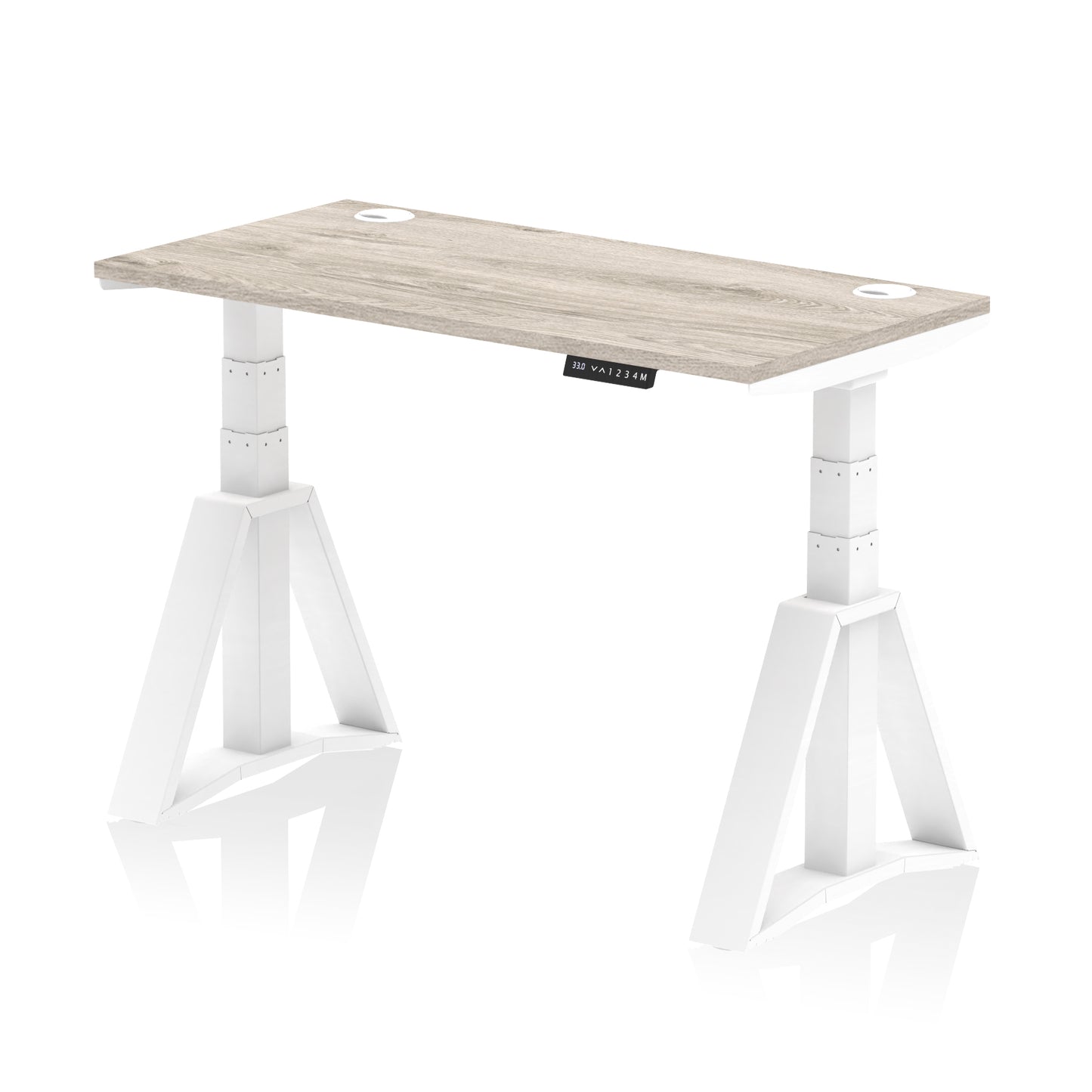Air Height Adjustable Slimline Desk With Cable Ports With Piste Foot - 1200mm, 1400mm, 1600mm or 1800mm - Multiple Colour Options